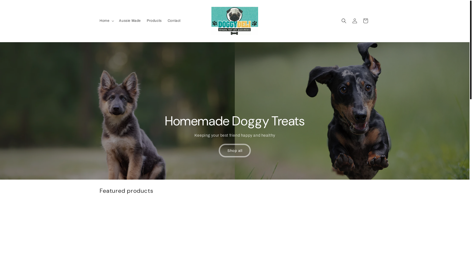 website screenshot of https://doggydelitreats.com.au/