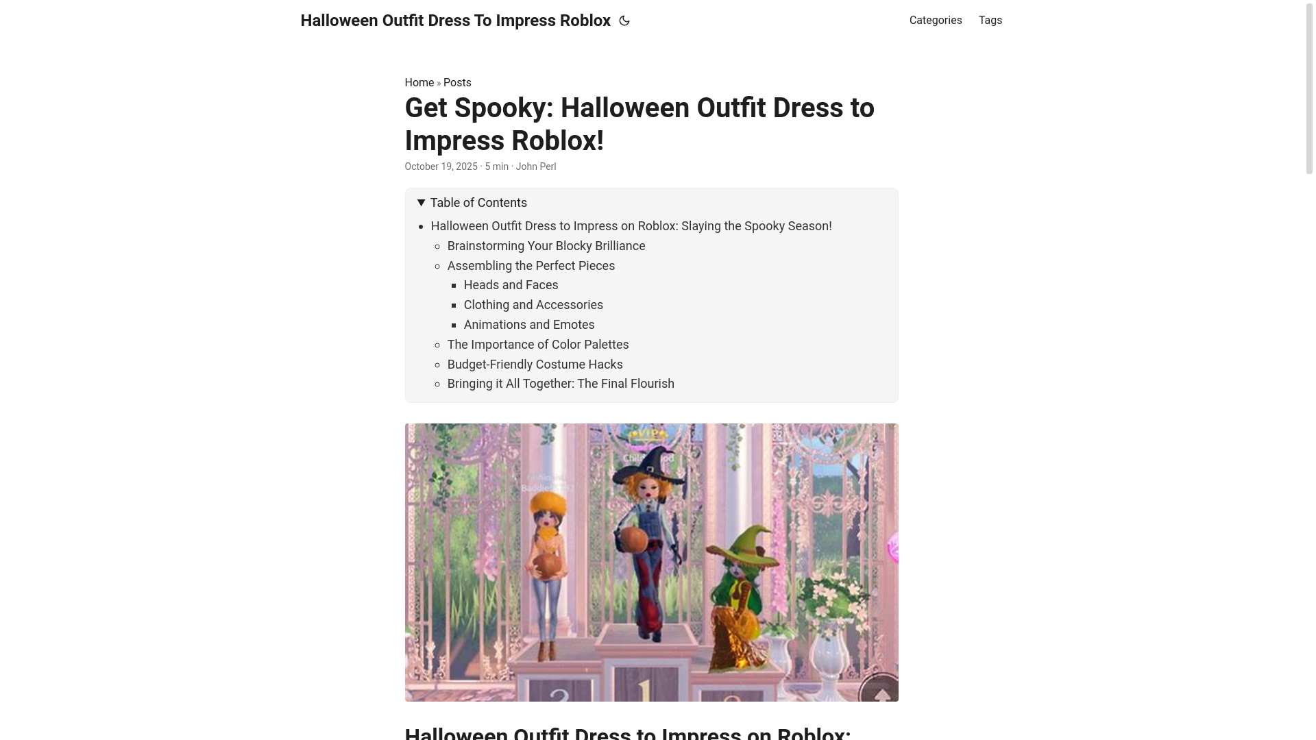 website screenshot of https://halloween-outfit-dress-to-impress-roblox.pages.dev/