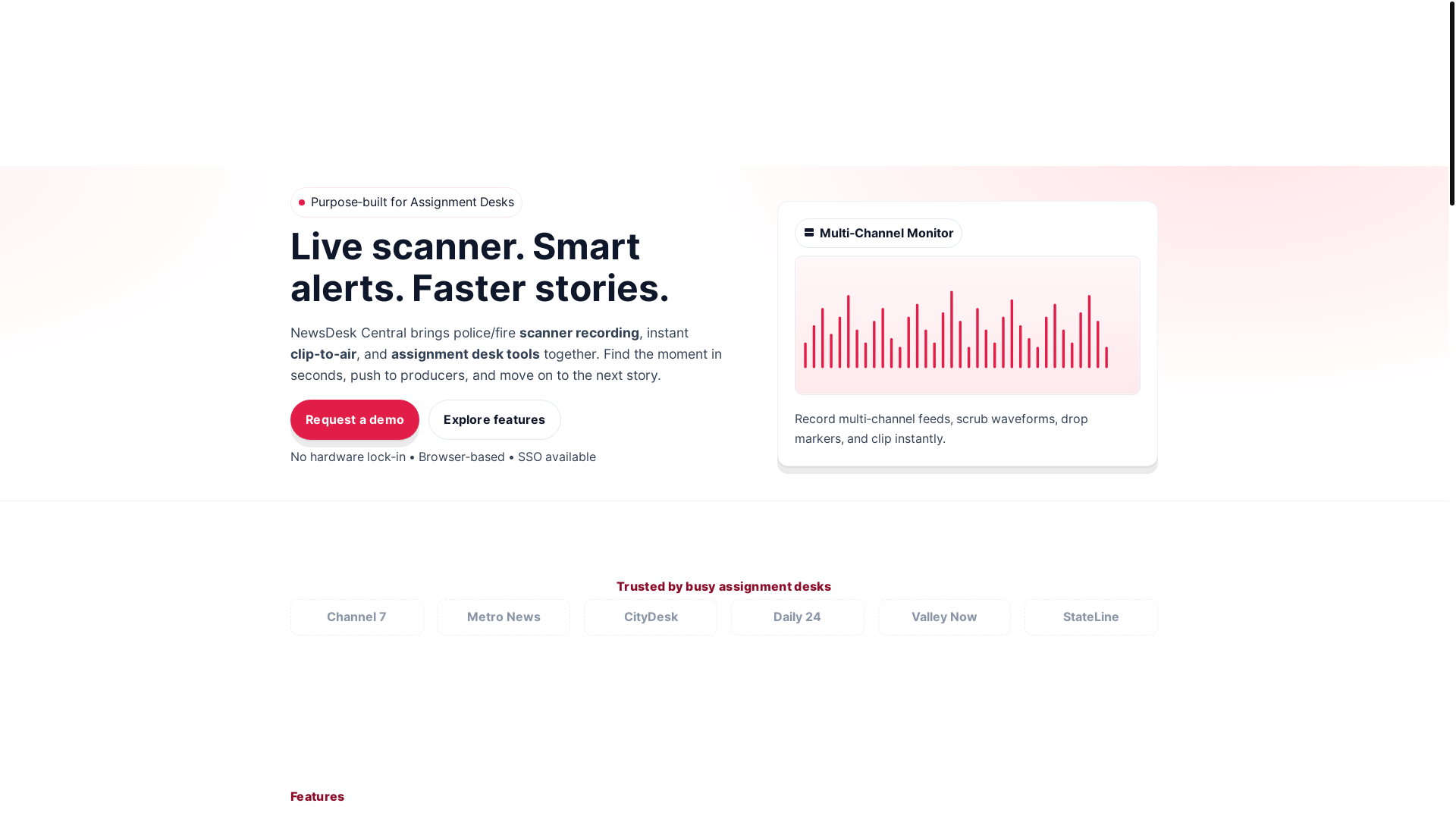 website screenshot of https://newsdeskcentral.com/