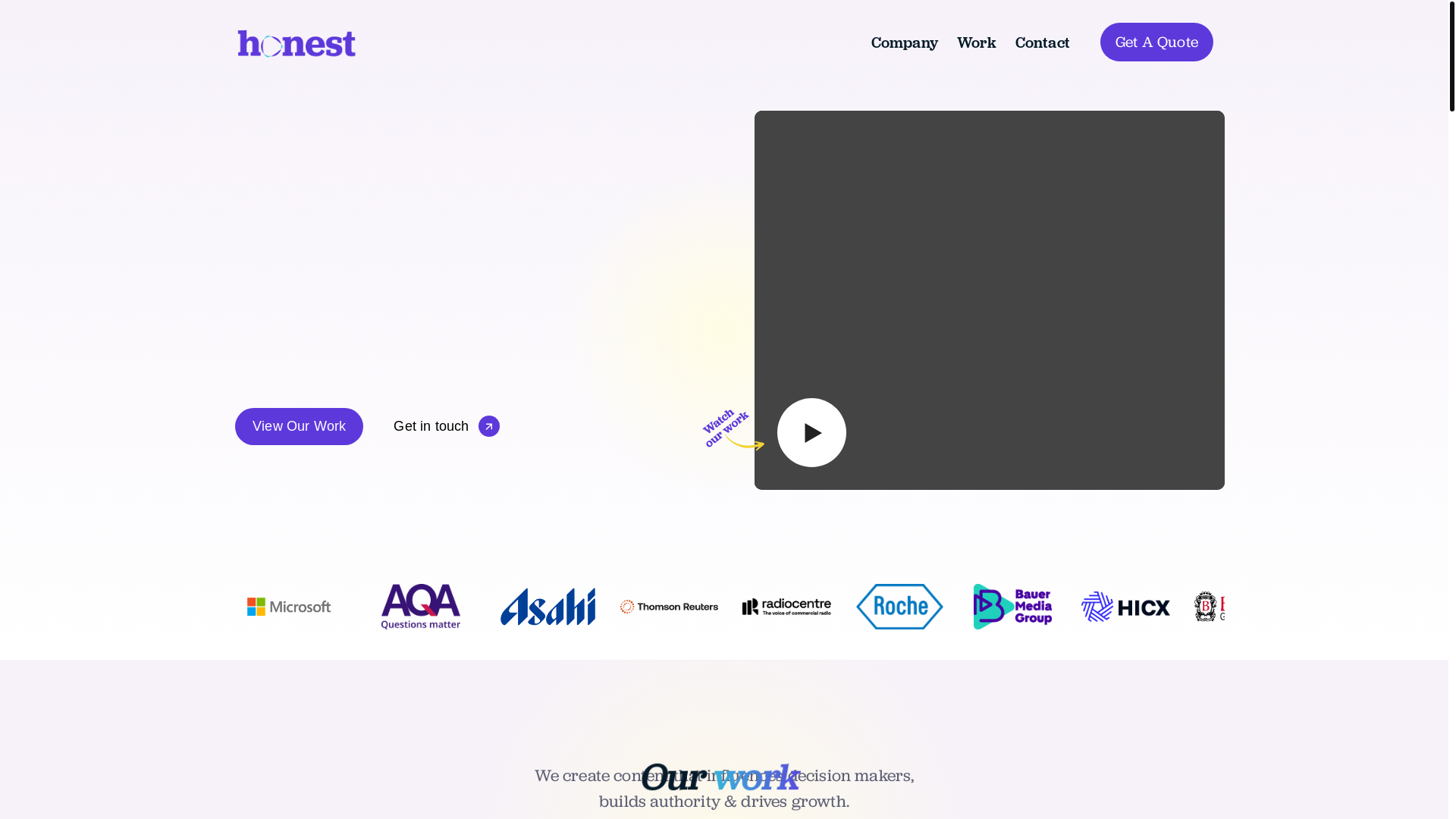 website screenshot of https://honest-video.com/