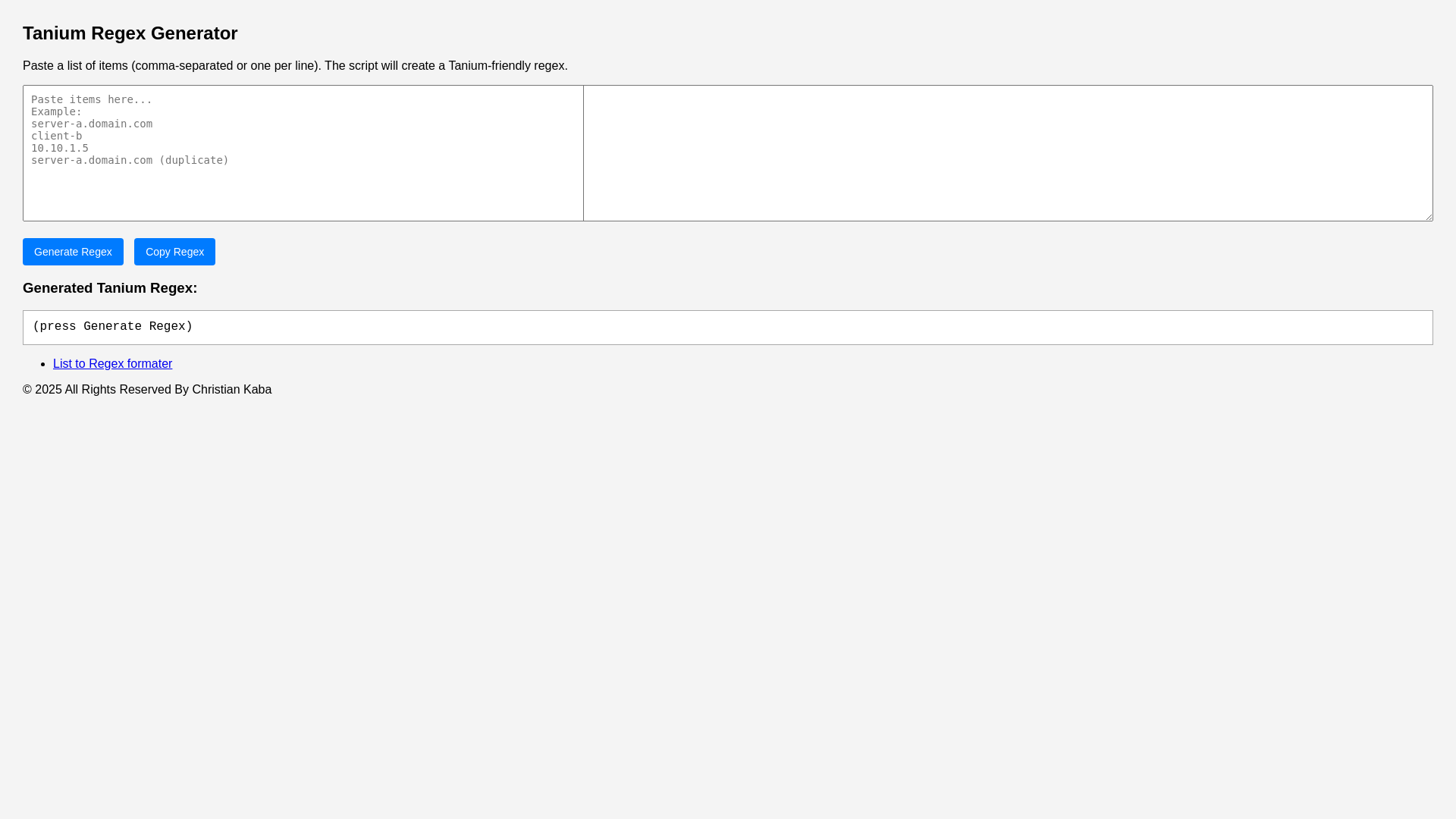website screenshot of https://regex-formatter.pages.dev/