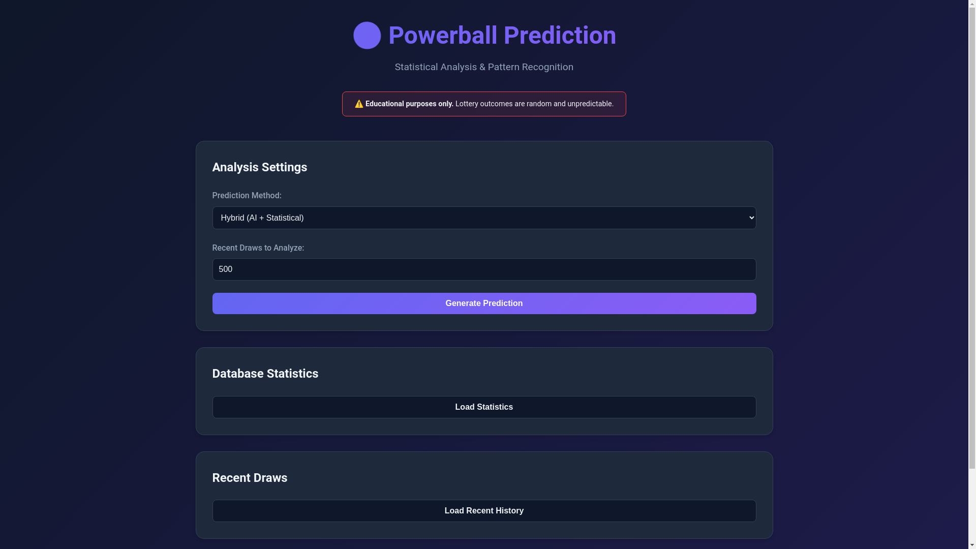 website screenshot of https://powerball-frontend.pages.dev/