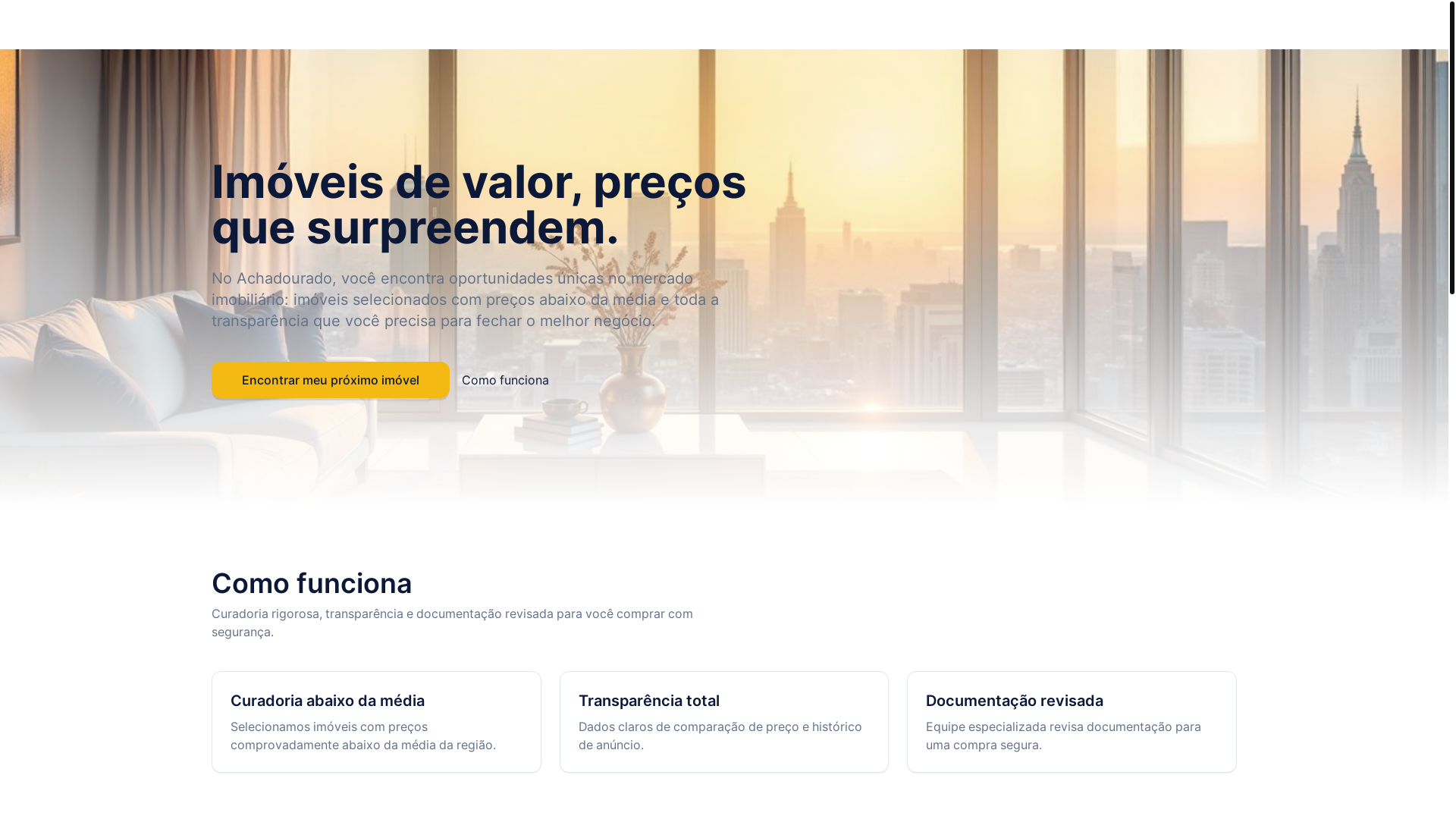 website screenshot of https://achadourado.com.br/