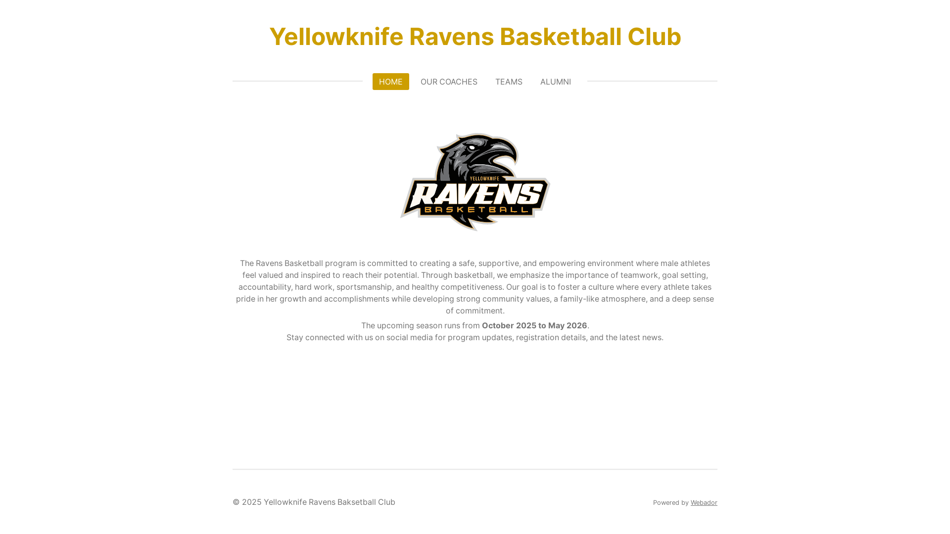 website screenshot of https://ykravensbasketball.com/