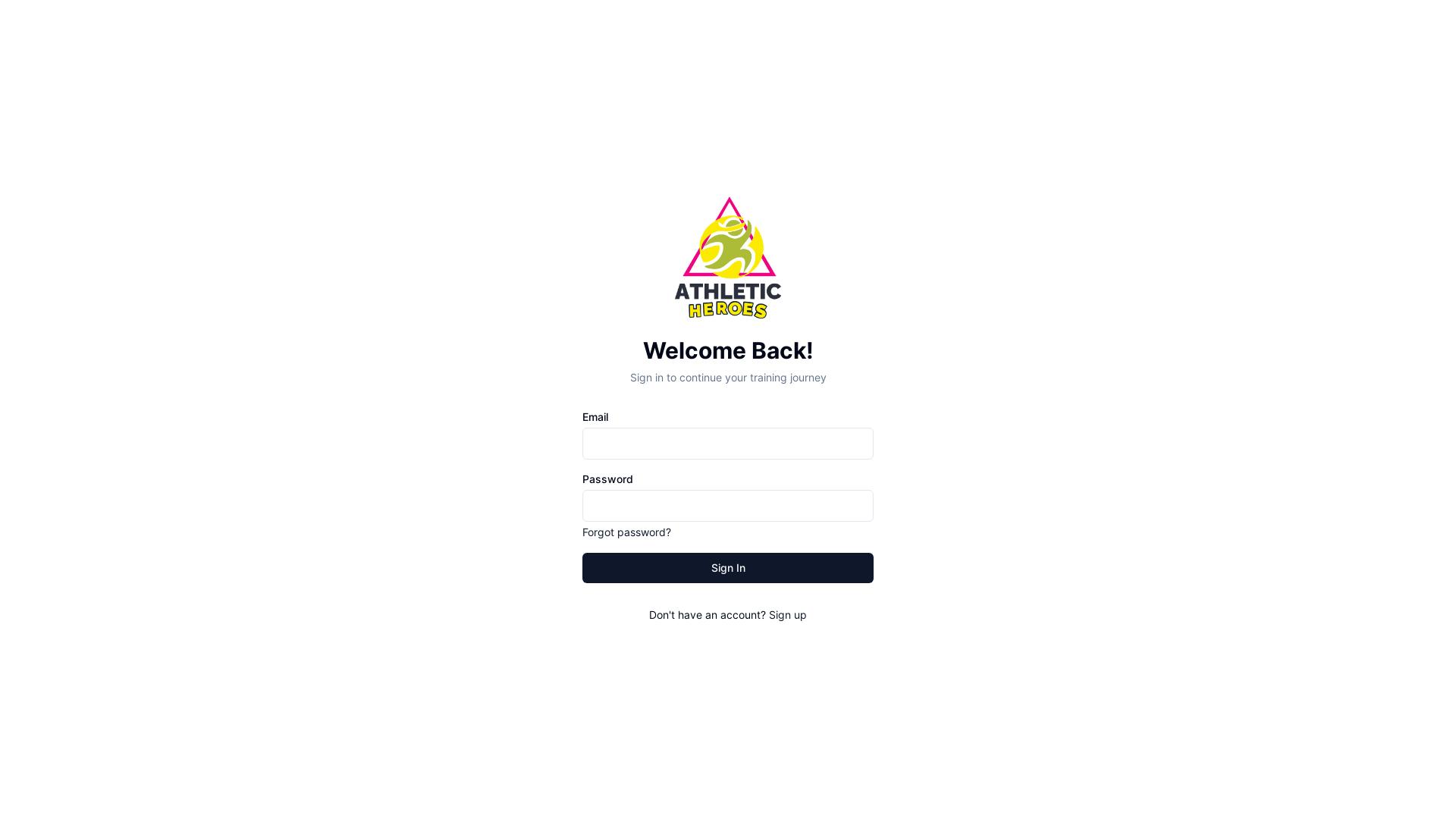 website screenshot of https://athleticheroes.app/