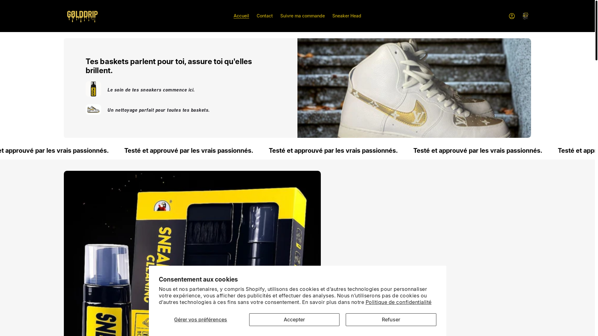 website screenshot of https://golddripstore.com/