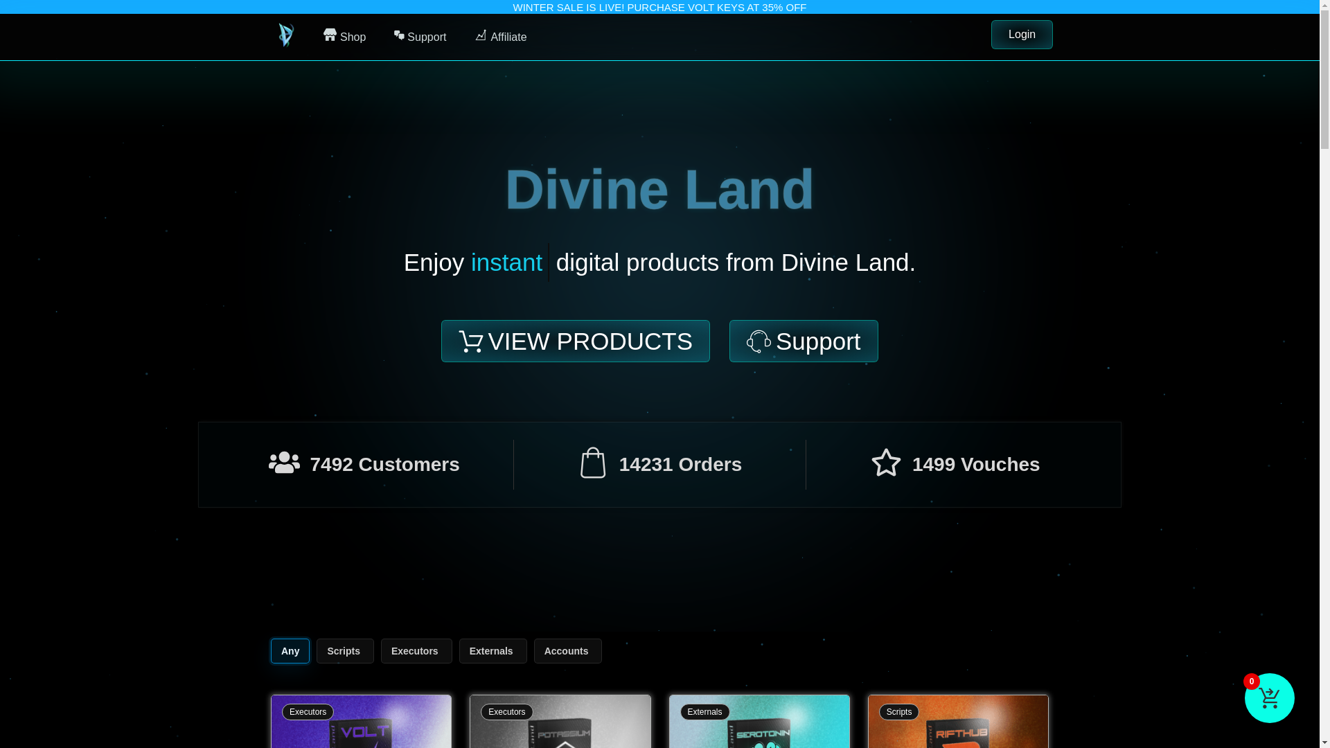 website screenshot of https://divine.land/