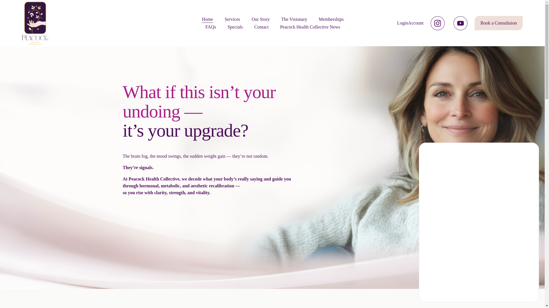 website screenshot of https://peacockhealth-collective.com/