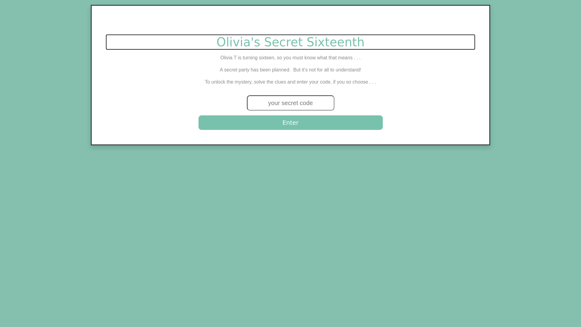 website screenshot of https://secretsixteenth.com/
