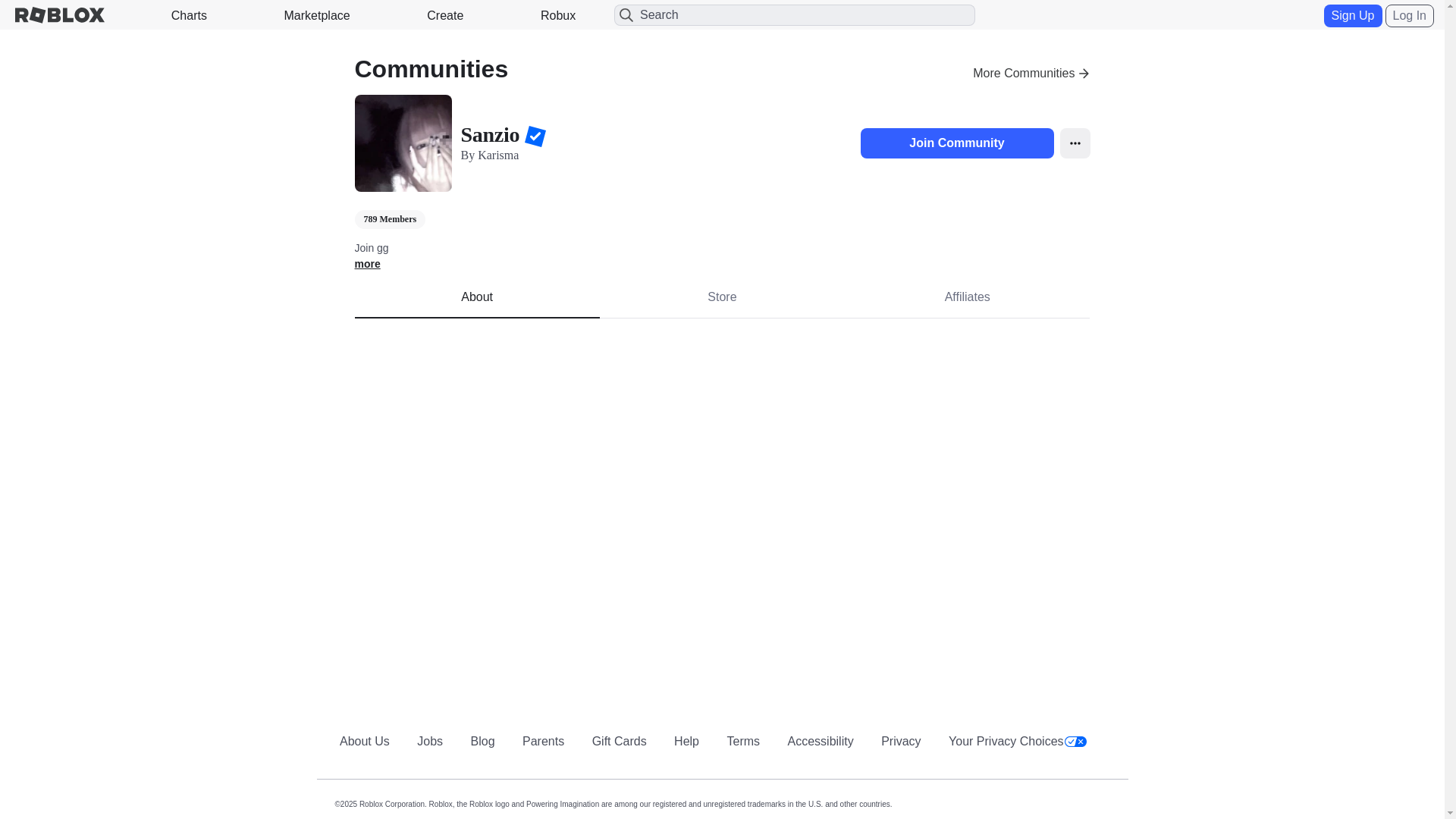 website screenshot of https://www.roblox.com.by/communities/9360145917/Sanzio