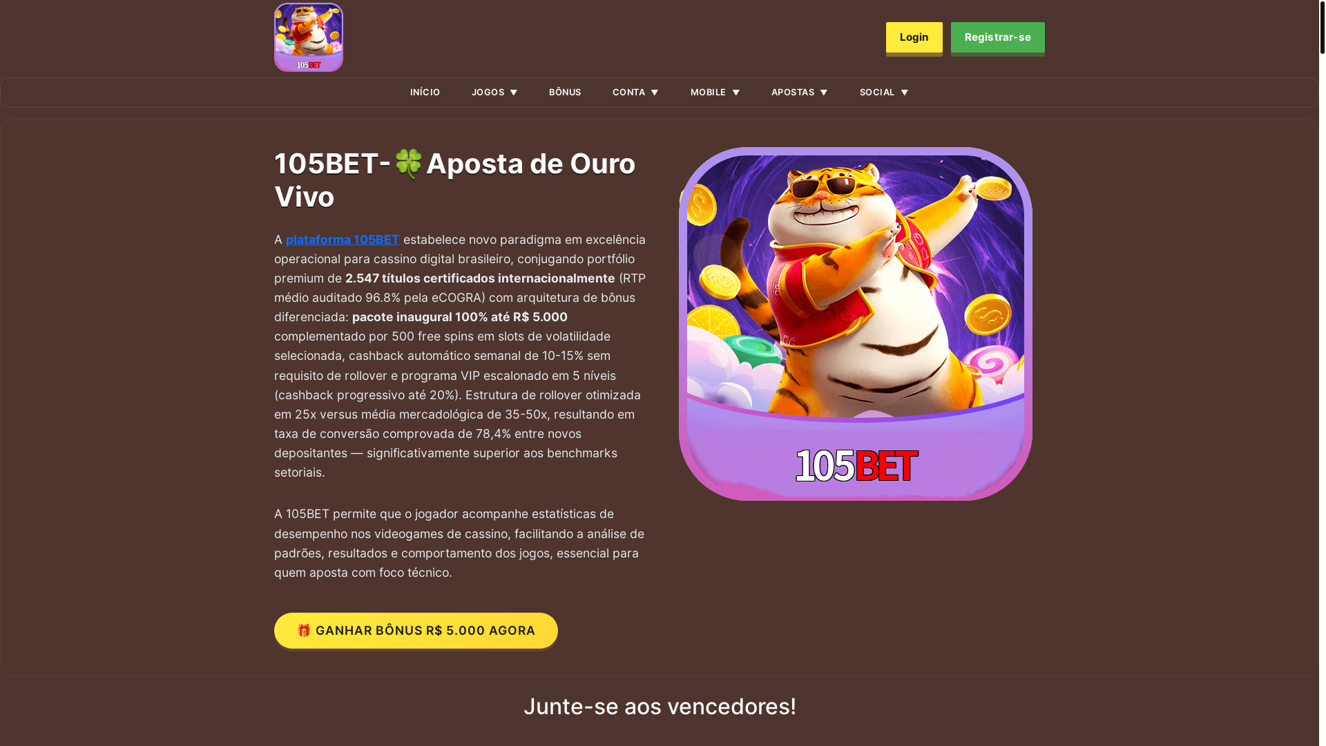 website screenshot of https://105betad.com/