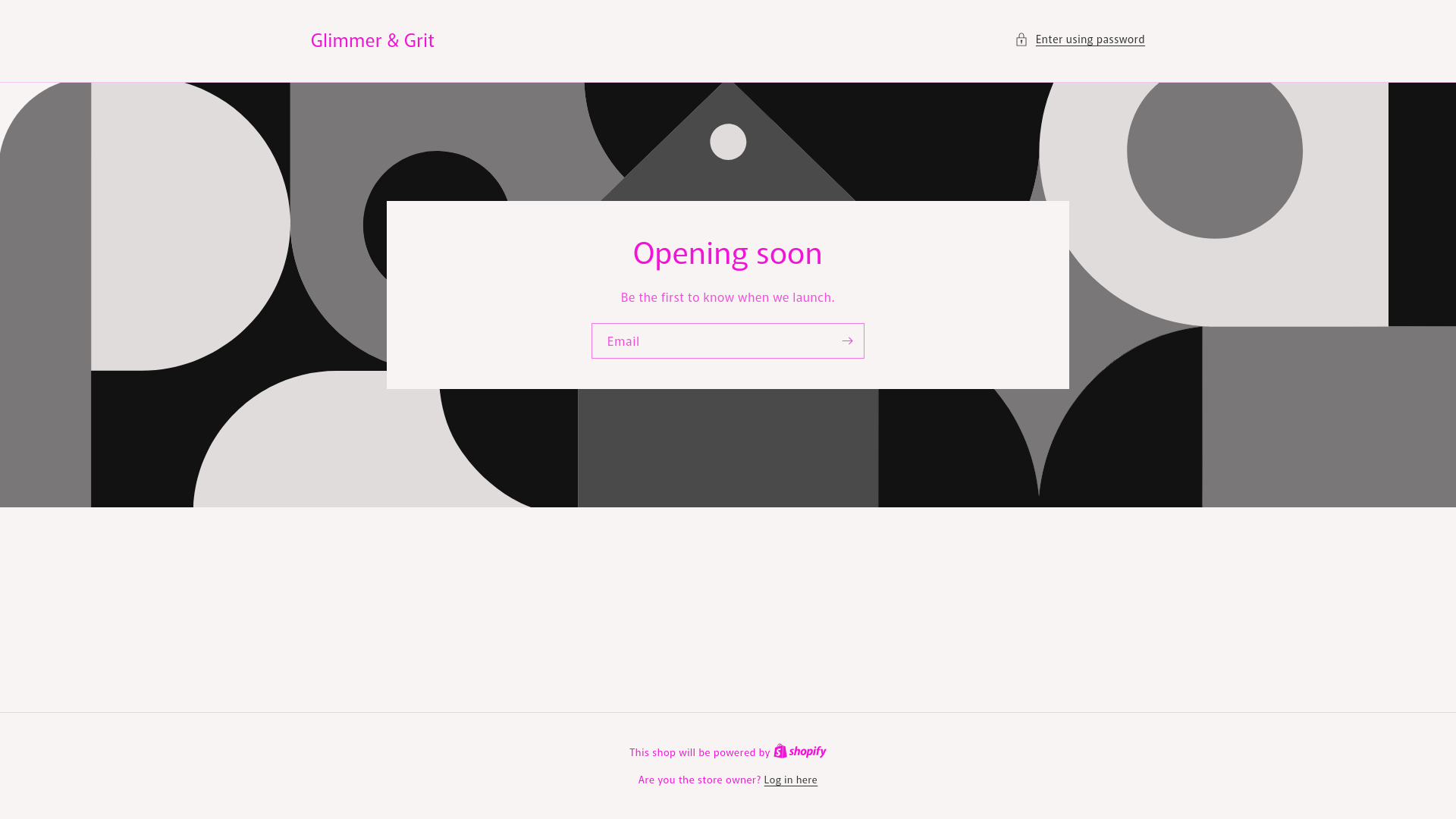 website screenshot of https://glimmerandgrit.store/