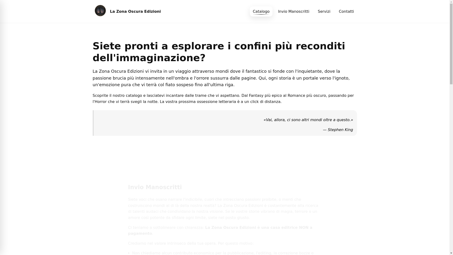 website screenshot of https://lazonaoscuraedizioni.it/