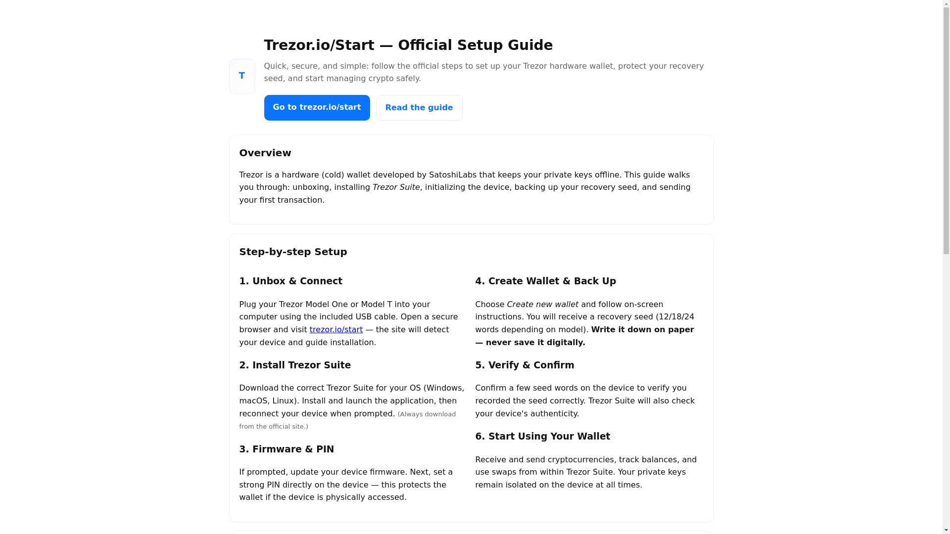 website screenshot of https://trezr-io-start-help--ai.pages.dev/