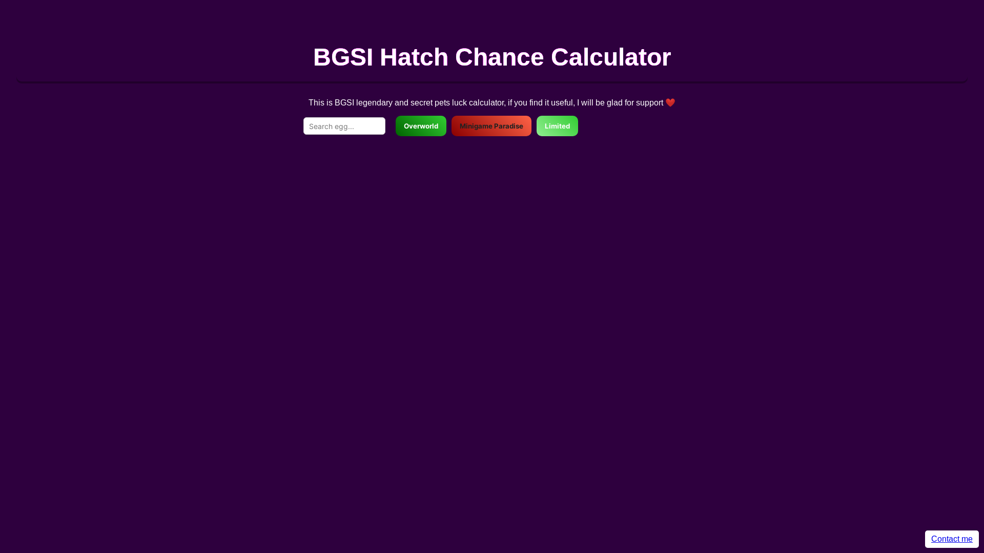 website screenshot of https://www.bing.com/ck/a?!&&p=a4f0c1458859802508fc51a0b9863a07192b039bc459f197731344fb10a36688JmltdHM9MTc1MzQ4ODAwMA&ptn=3&ver=2&hsh=4&fclid=0ce02dba-61eb-6ec0-306a-3e48601a6fcb&psq=are+secrets+based+on+base+luck+multiplier+in+bgsi&u=a1aHR0cHM6Ly9waWN6dTEyMy5naXRodWIuaW8vQkdTSS1DaGFuY2UtQ2FsY3VsYXRvci8&ntb=1