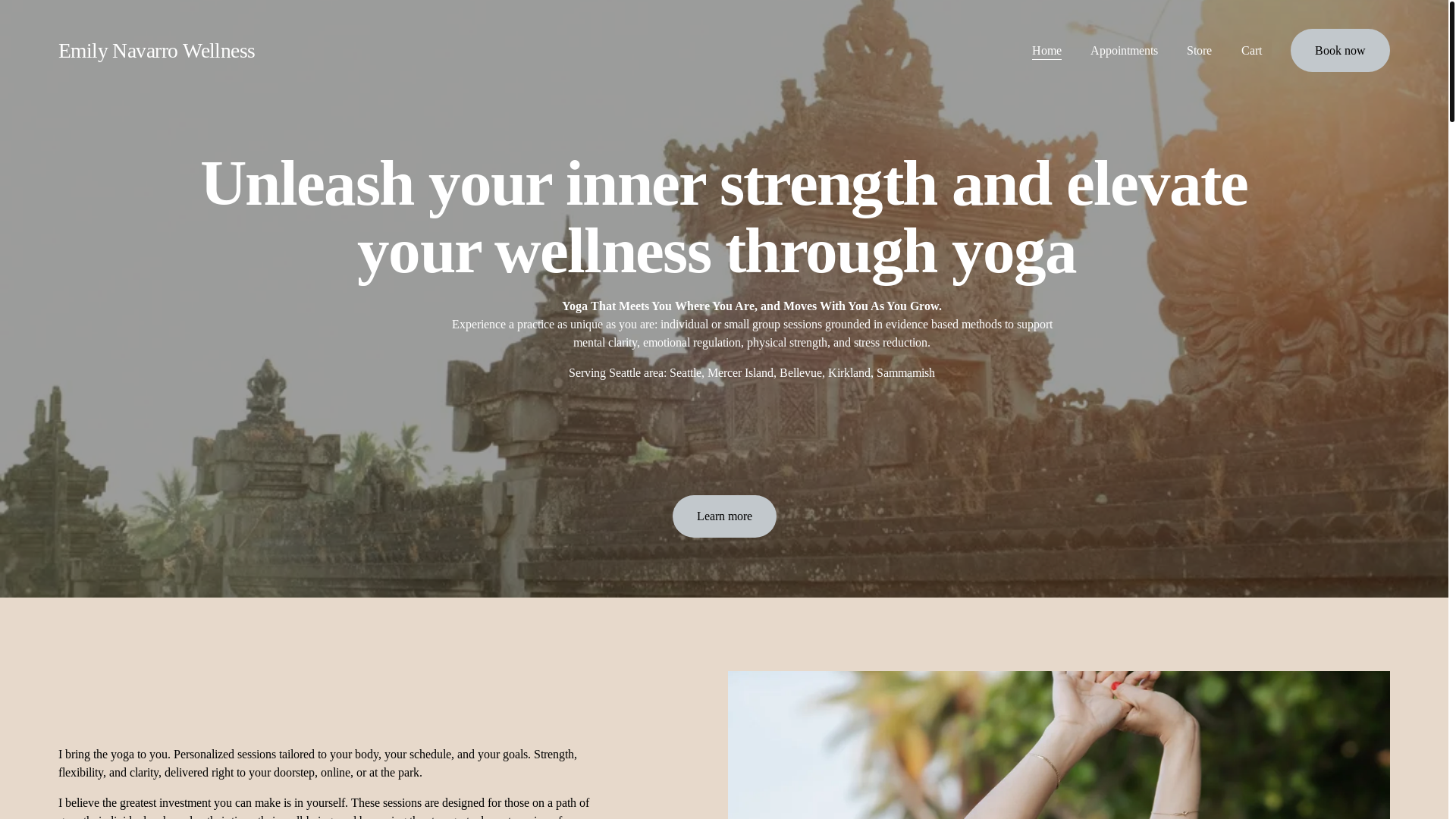website screenshot of https://emilynavarrowellness.com/
