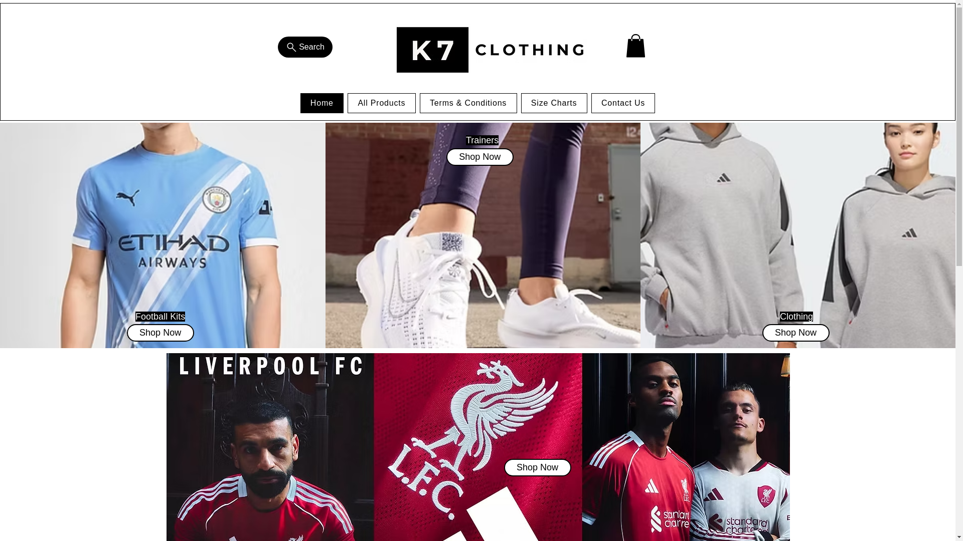 website screenshot of https://k7clothing.co.uk/