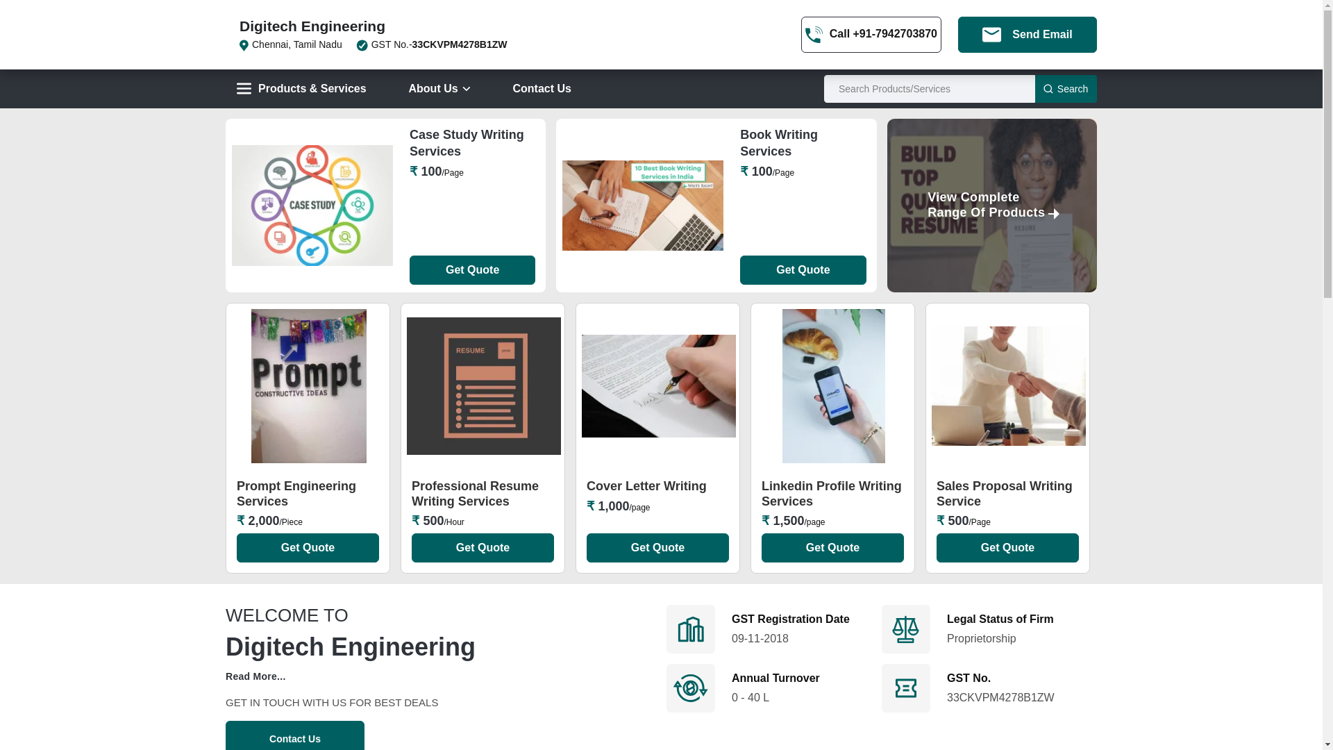 website screenshot of https://digitechengineering.in/