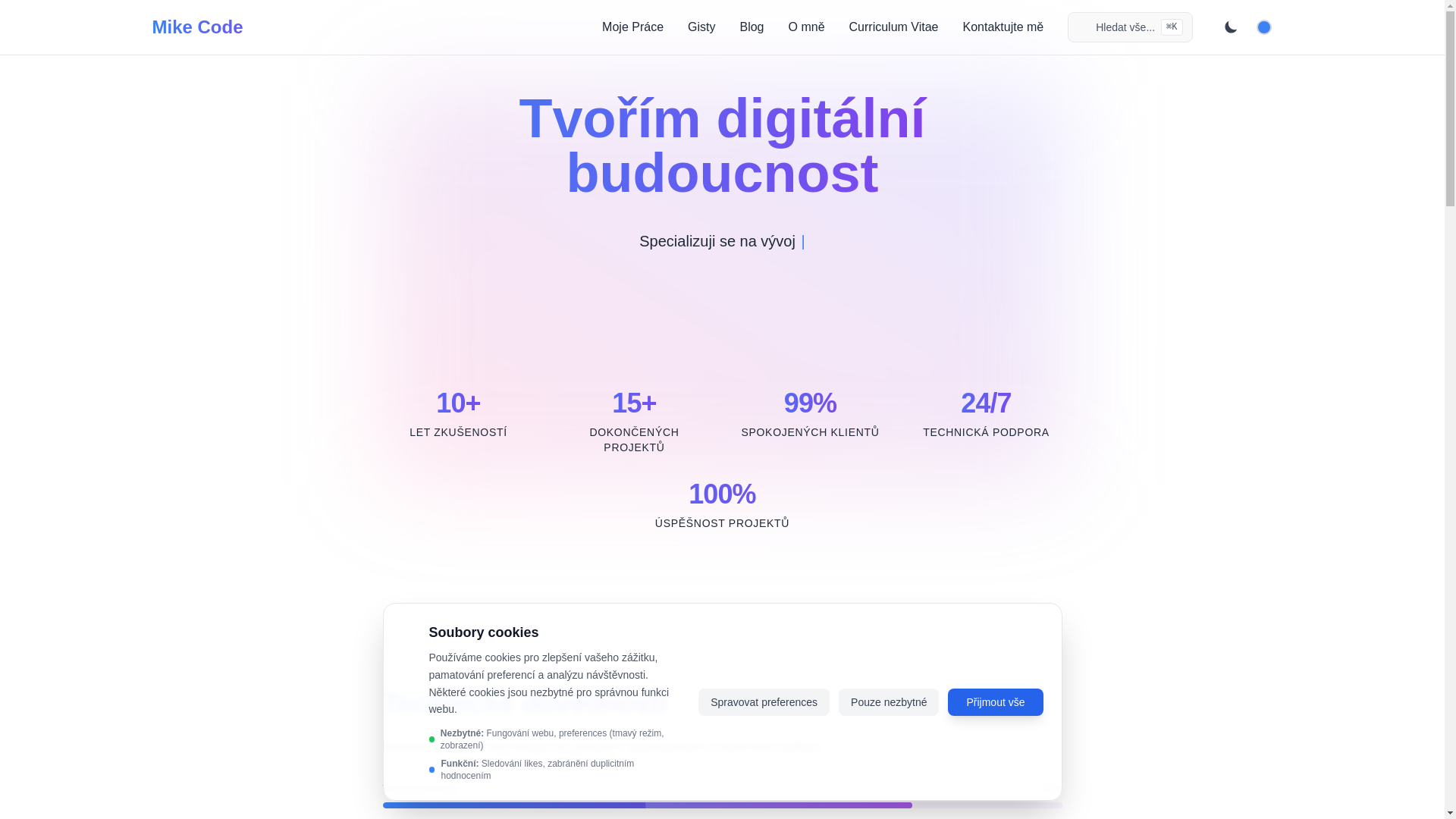 website screenshot of https://mikecode.cz/
