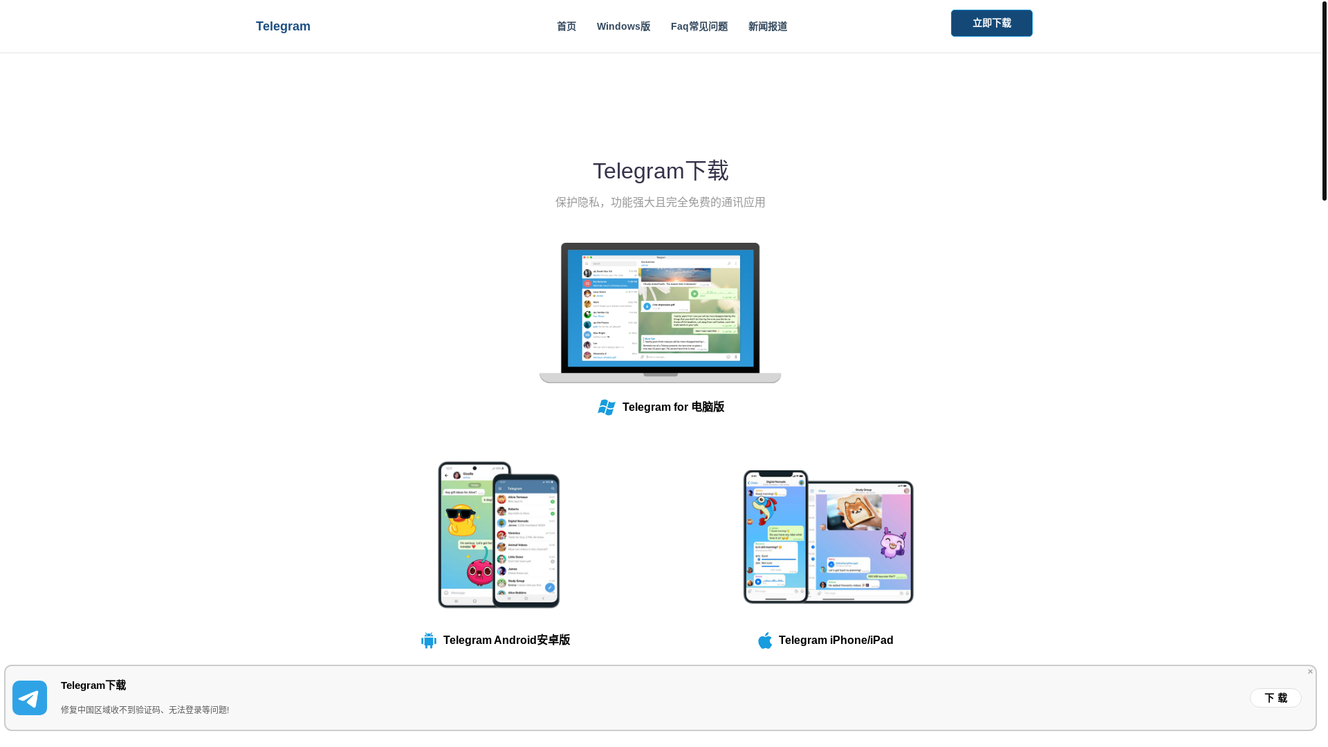 website screenshot of https://telegram-ww.icu/