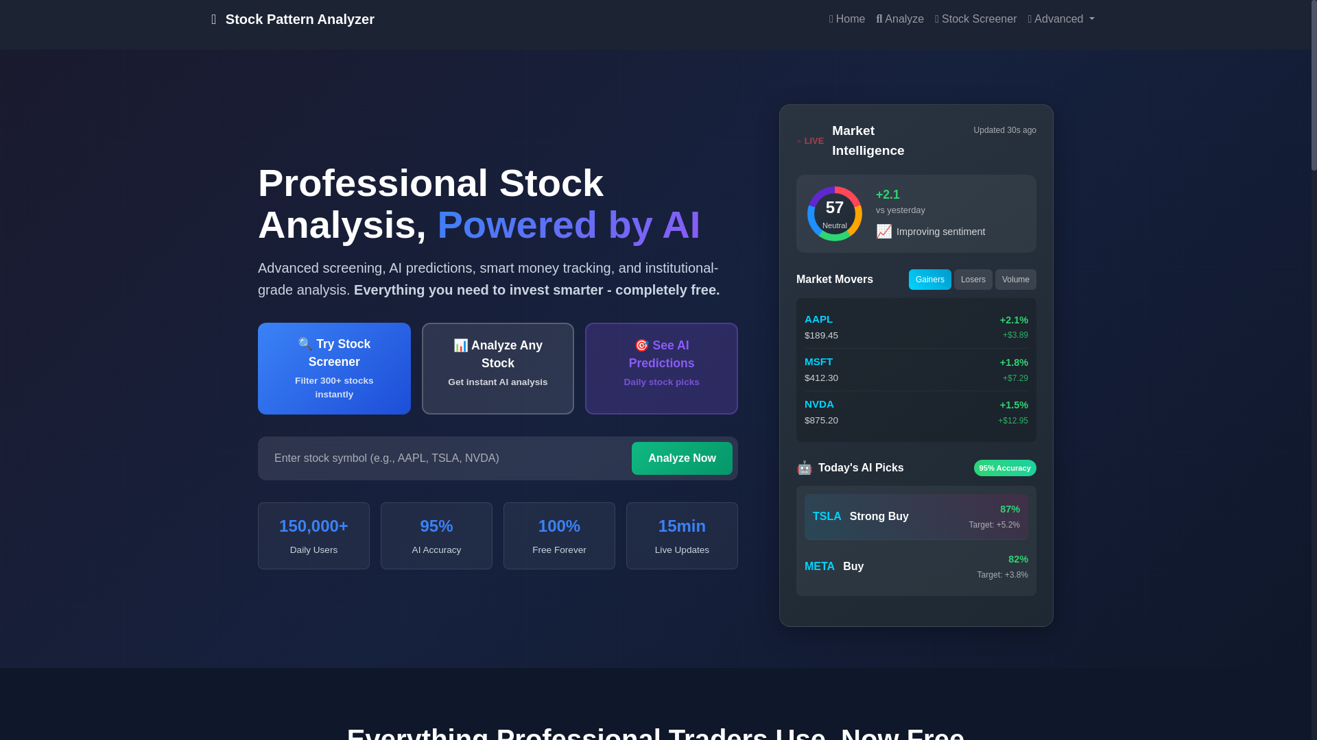 website screenshot of https://stocksneuro.com/