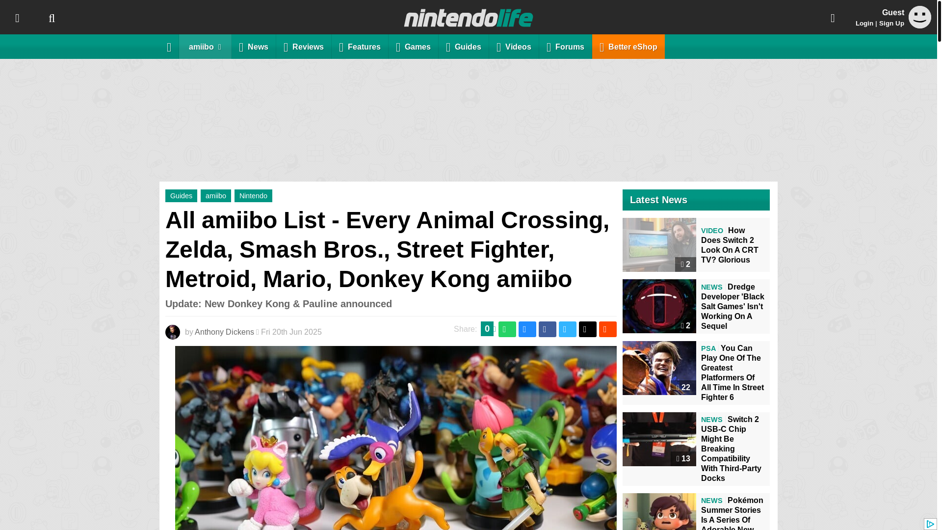 website screenshot of https://www.nintendolife.com/guides/all-amiibo-list-every-animal-crossing-zelda-smash-bros-street-fighter-metroid-mario-donkey-kong-amiibo?character=Snake