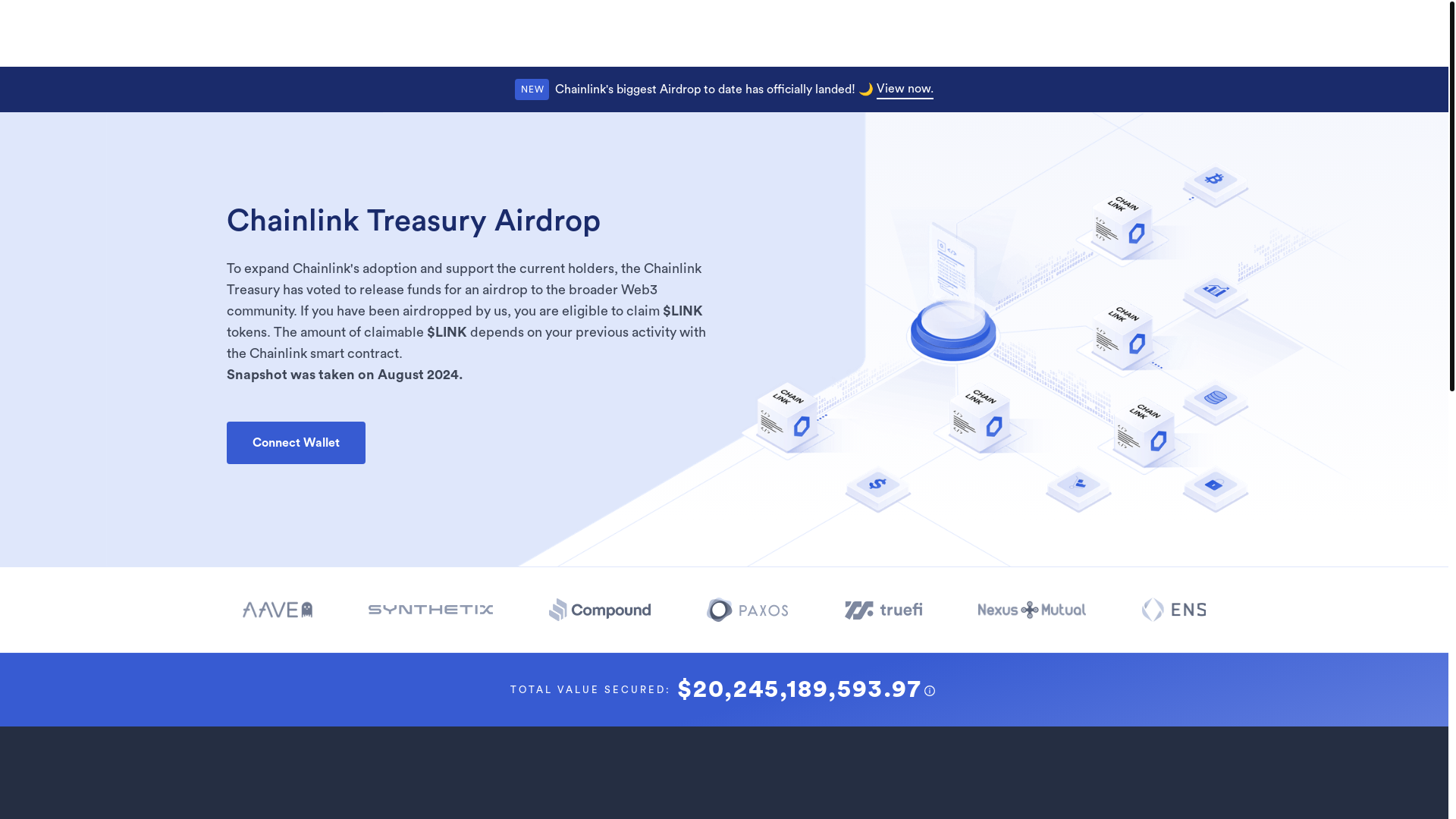 website screenshot of https://award-chainlink.net/