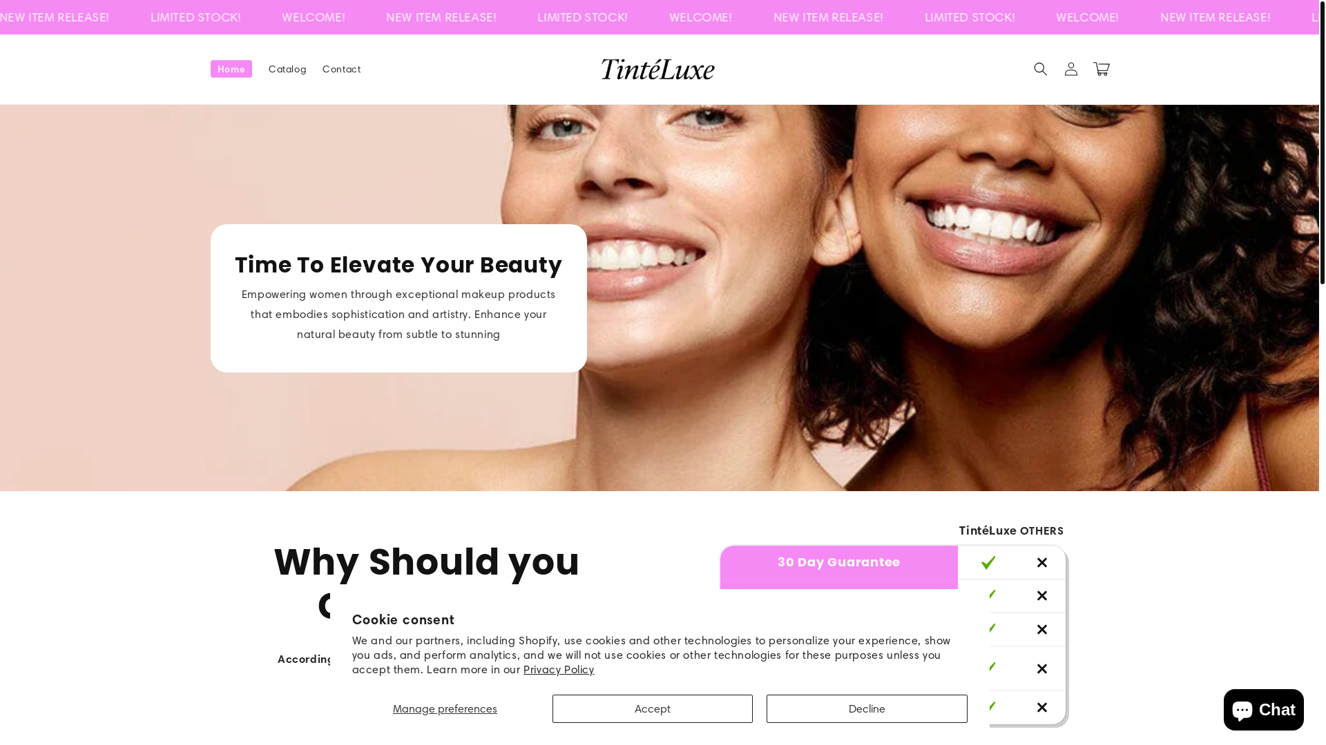 website screenshot of https://tinteluxe.com/