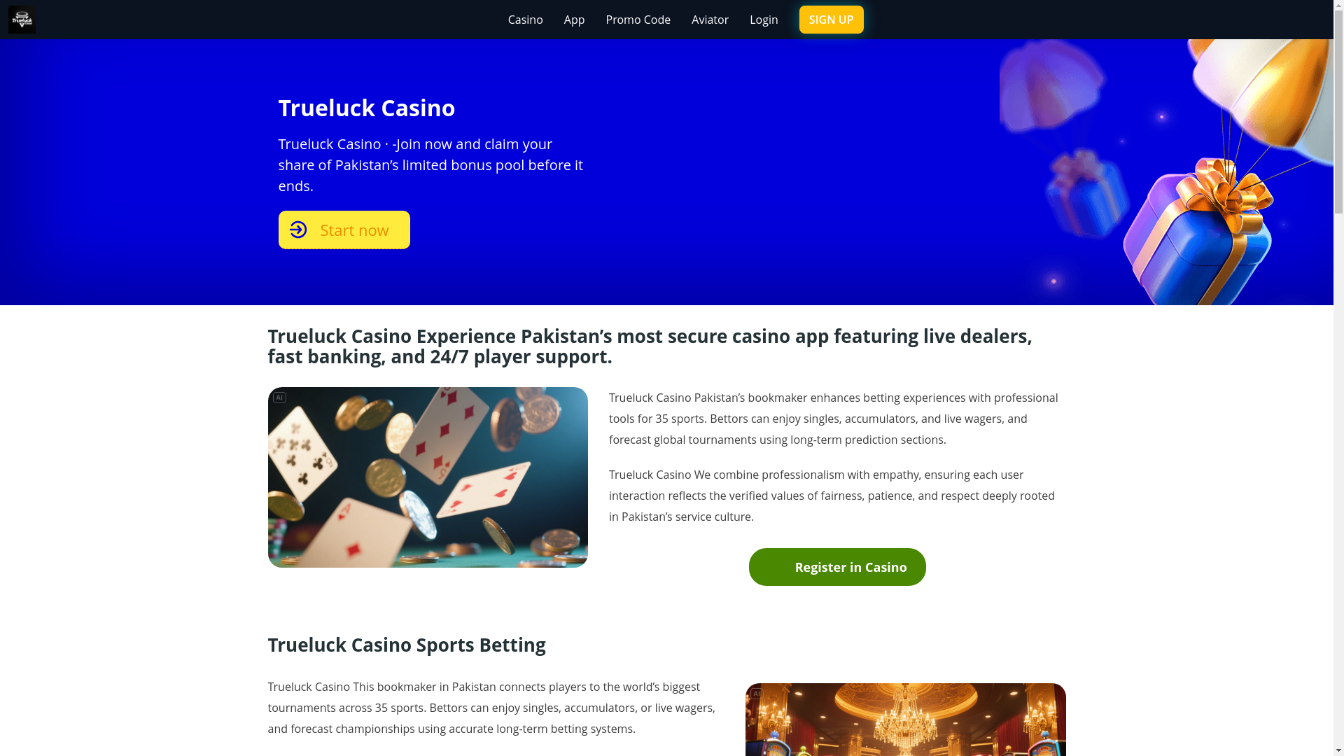 website screenshot of https://trueluckcasinoc.com/