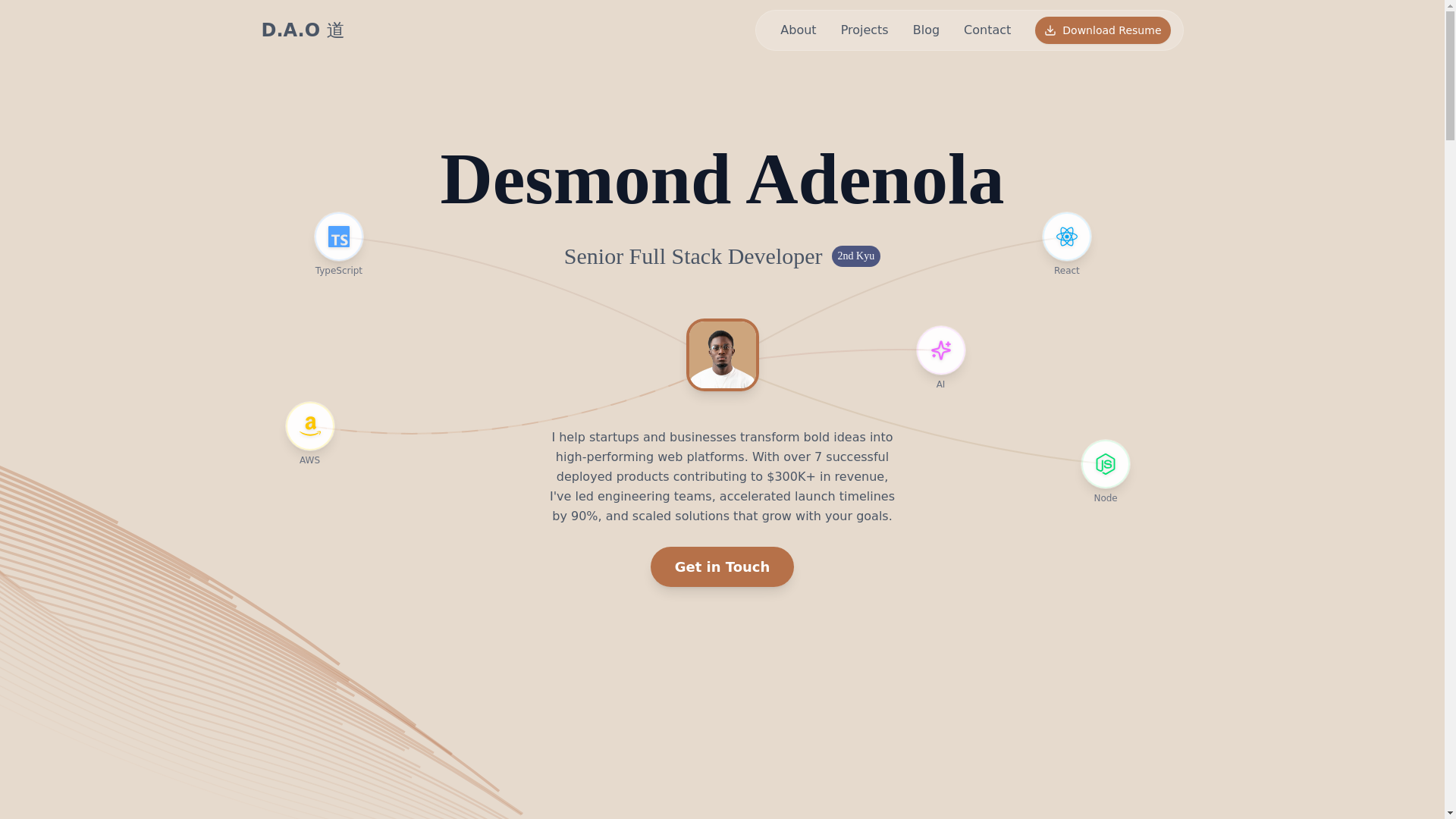 website screenshot of https://desmond-adenola.pages.dev/