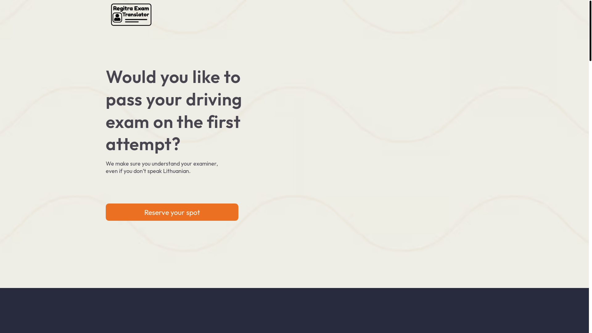 website screenshot of https://regitra-exam-translator.com/