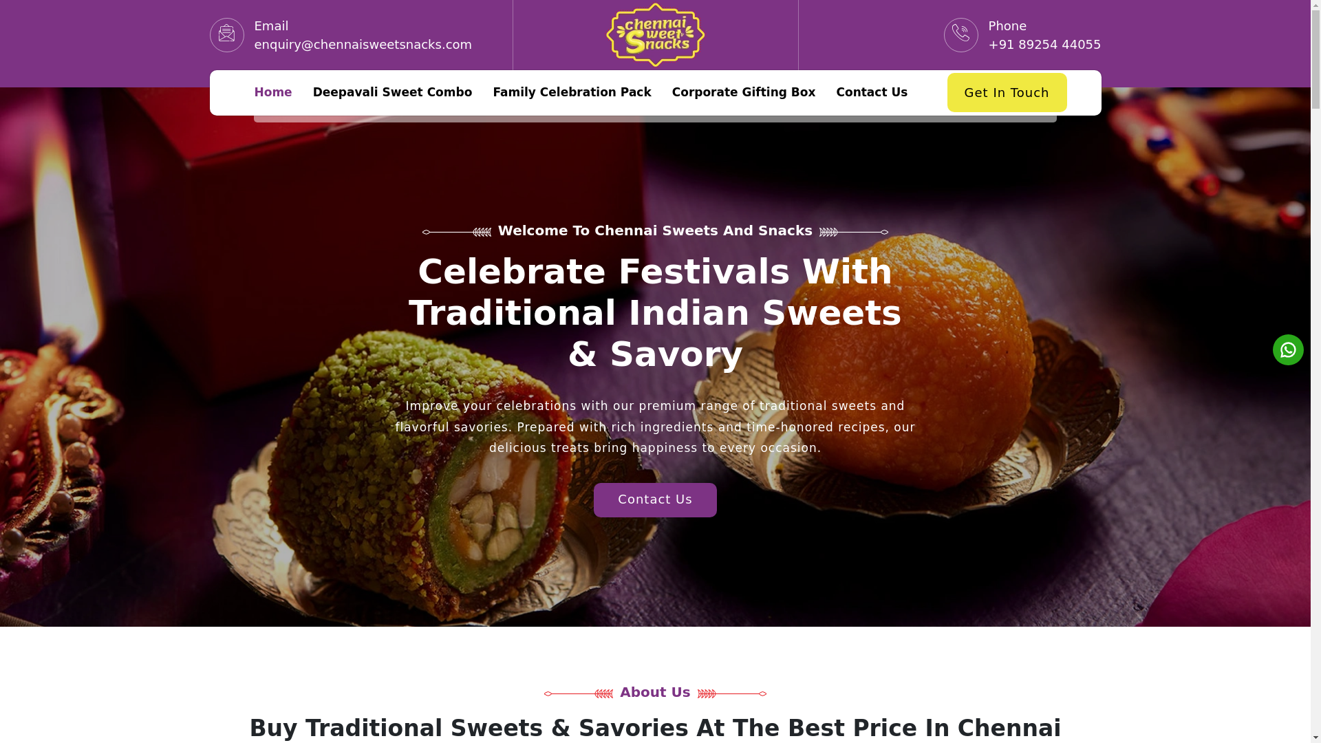 website screenshot of https://chennaisweetsnack.com/
