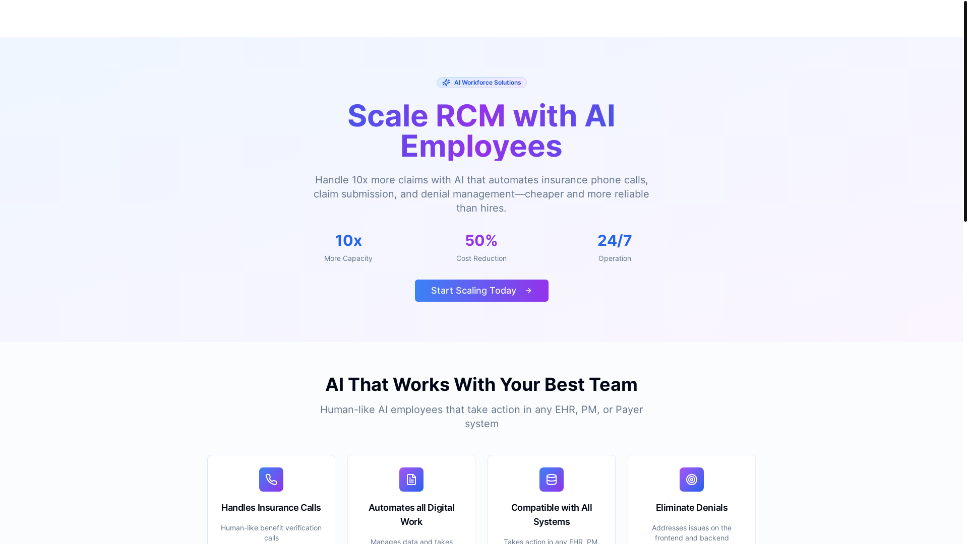 website screenshot of https://scalercm.ai/