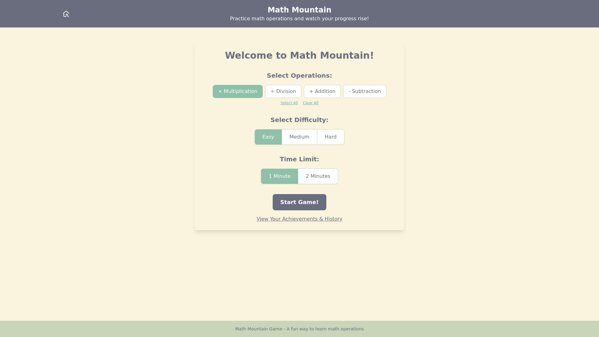 website screenshot of https://math-moutain.pages.dev/