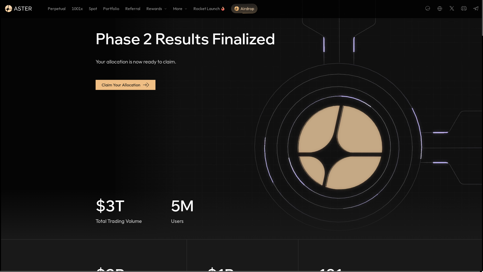 website screenshot of https://join-aster.com/
