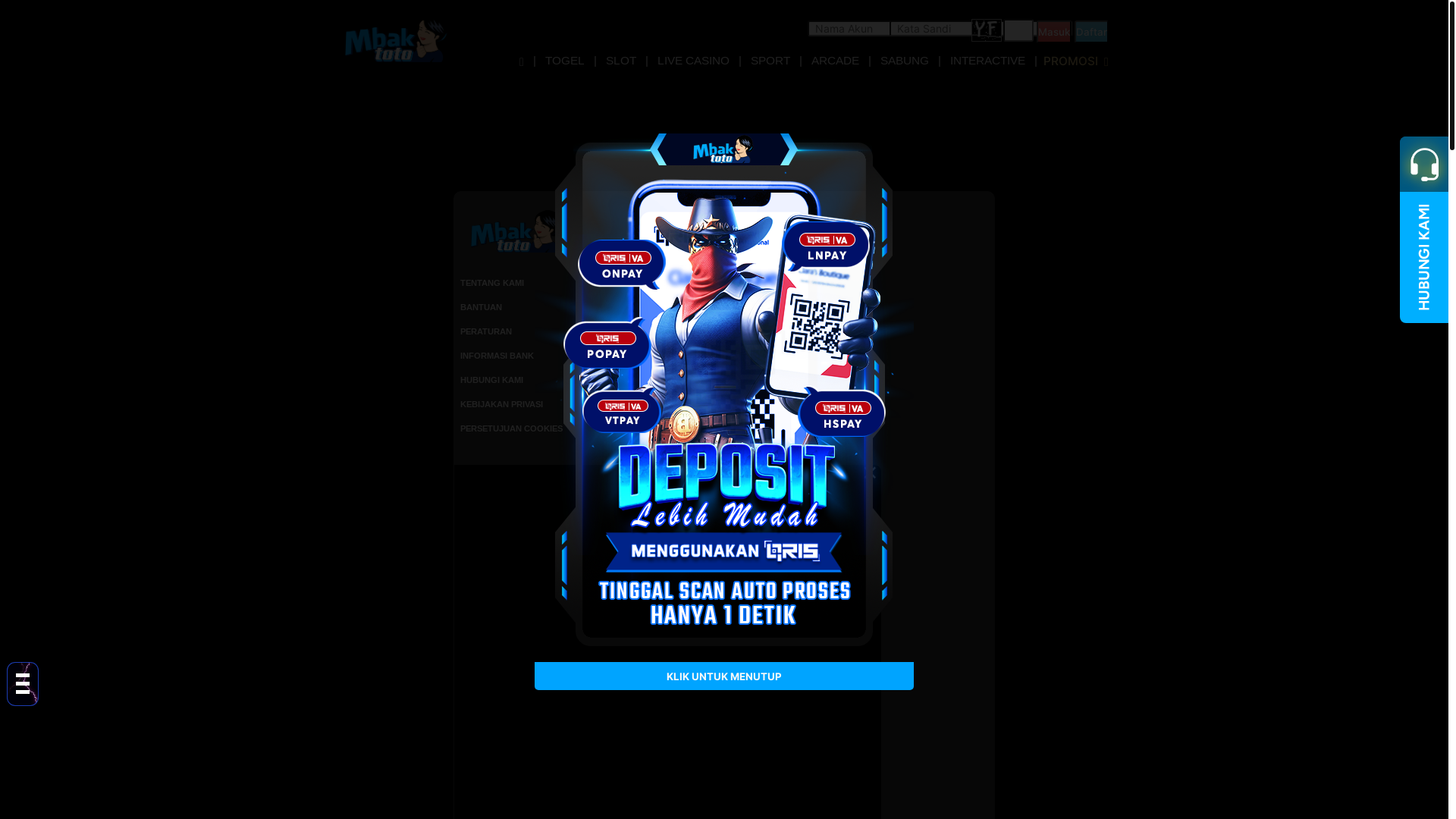 website screenshot of https://mbaktoto.date/