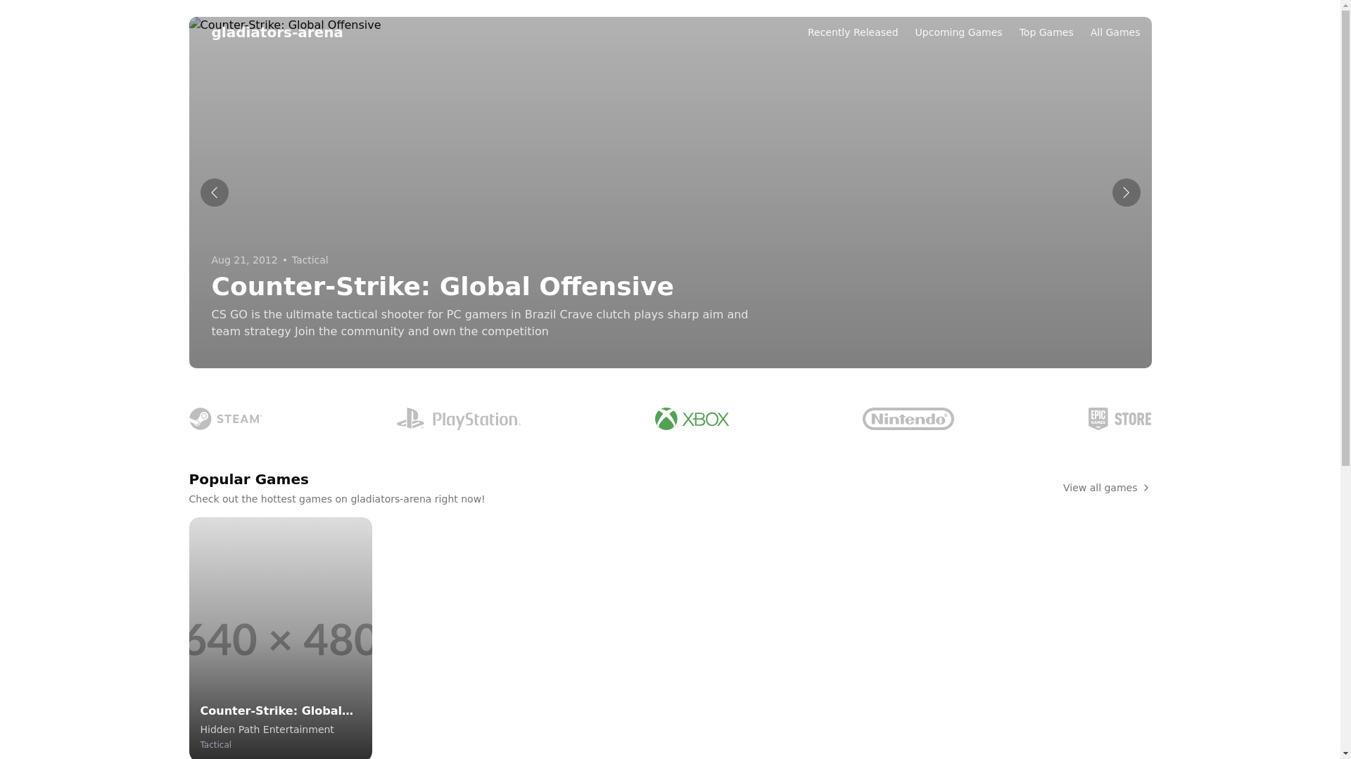 website screenshot of https://gladiator-arena-csgo-lobo.pages.dev/