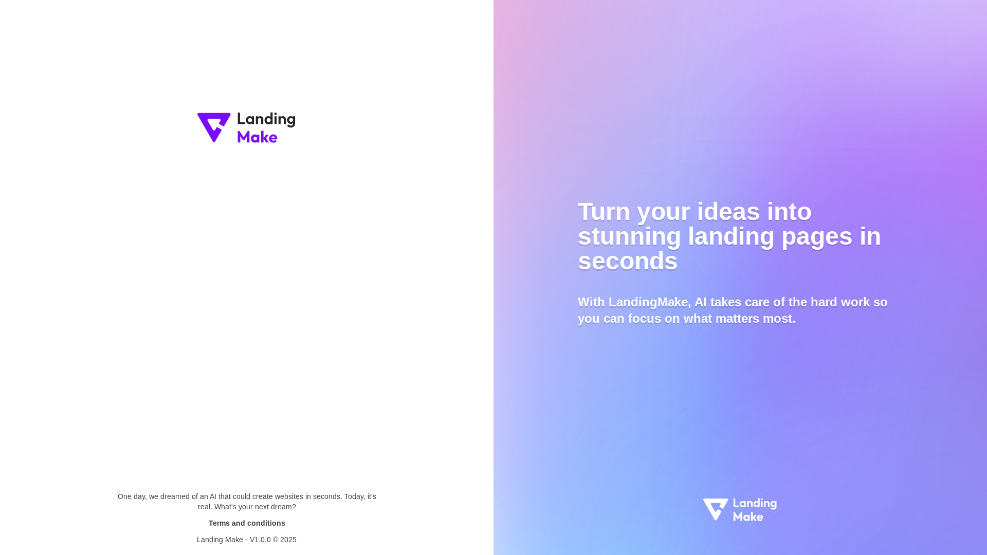 website screenshot of https://landingmaker-dashboard-app.pages.dev/