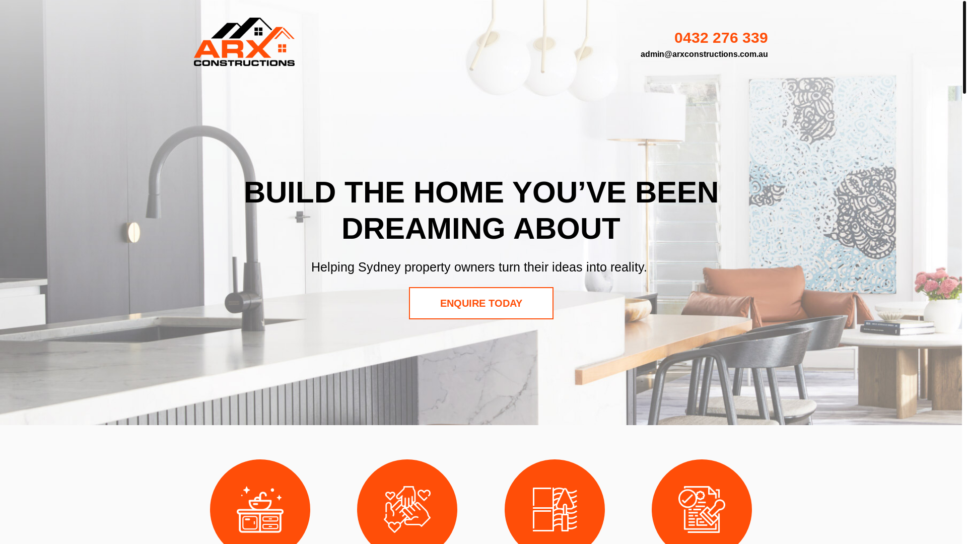 website screenshot of https://arx-constructions.com.au/