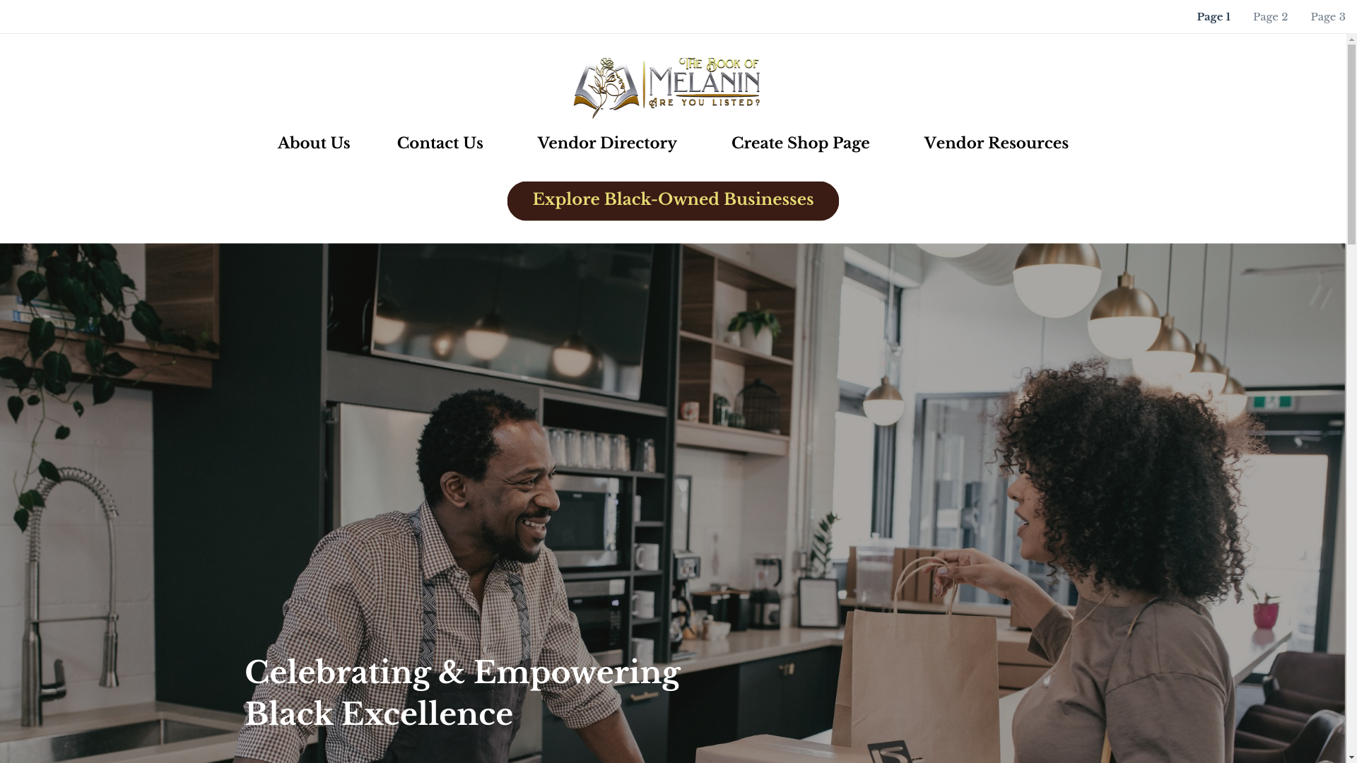 website screenshot of https://thebookofmelanin.net/