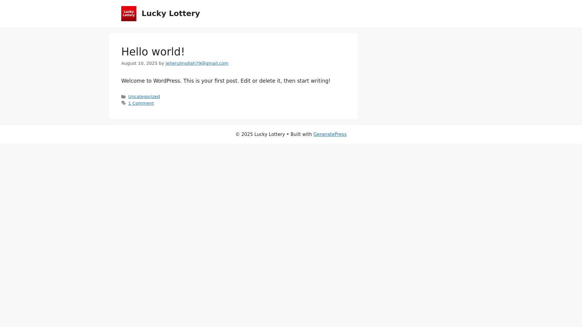 website screenshot of https://luckylotterygame.in/