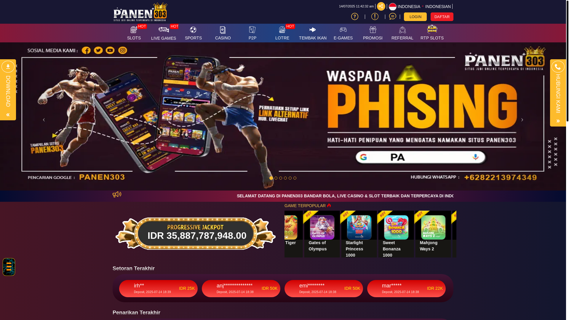 website screenshot of https://panen303-vv4e.store/