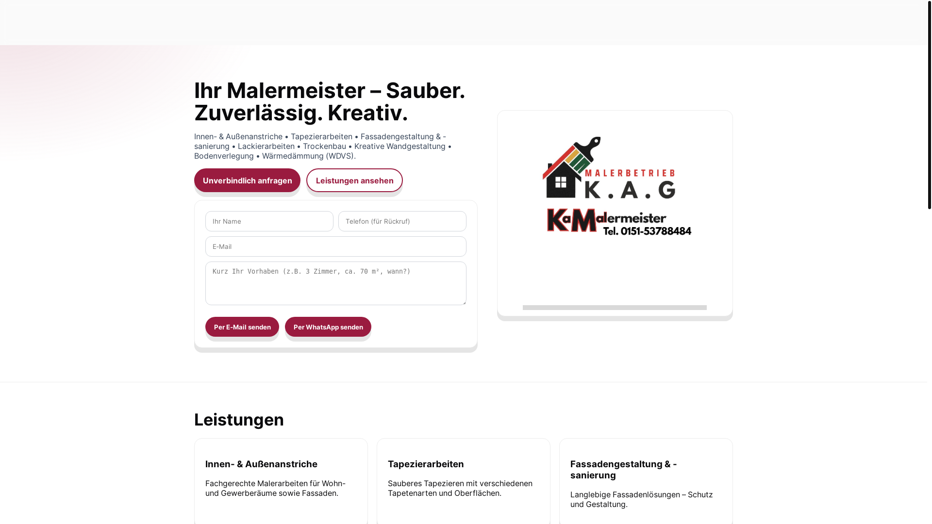 website screenshot of https://malermeister-kag.de/