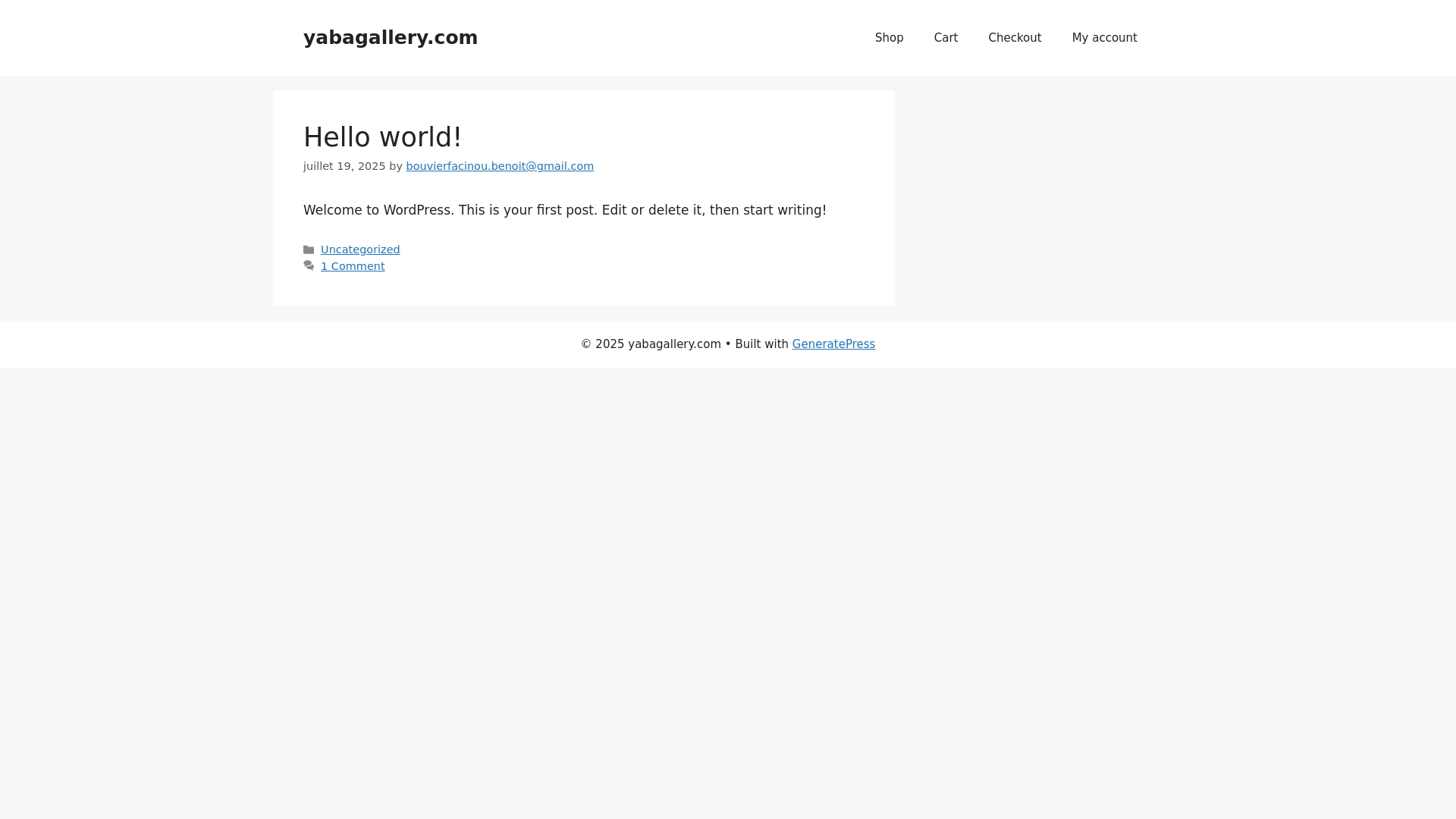 website screenshot of https://yabagallery.com/