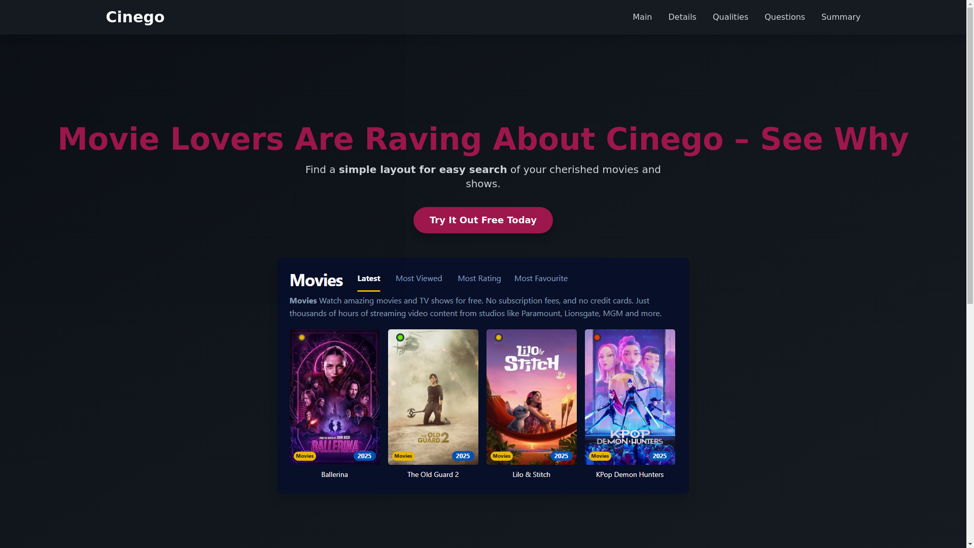 website screenshot of https://cinego-12ym.pages.dev/