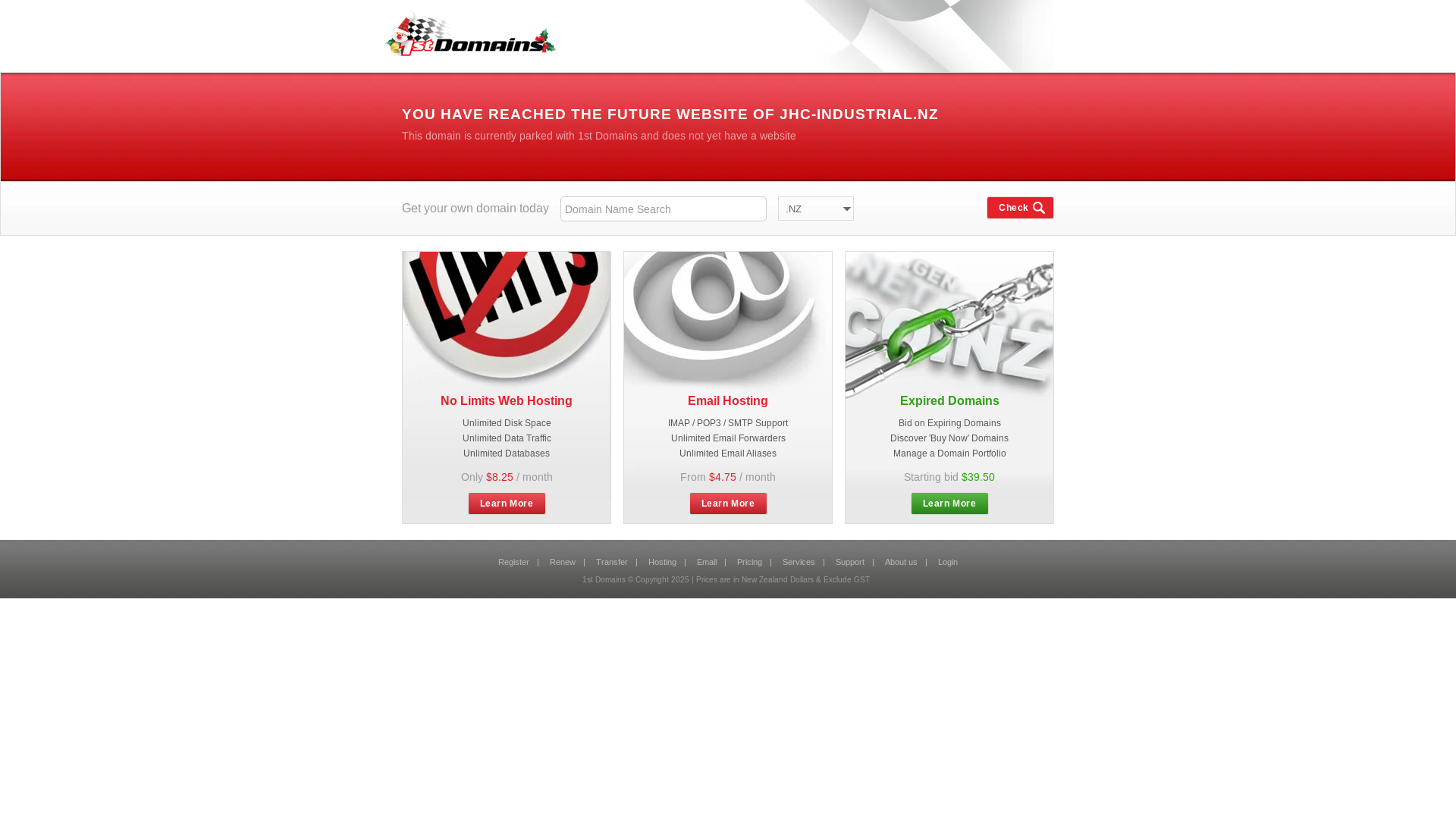 website screenshot of https://jhc-industrial.nz/