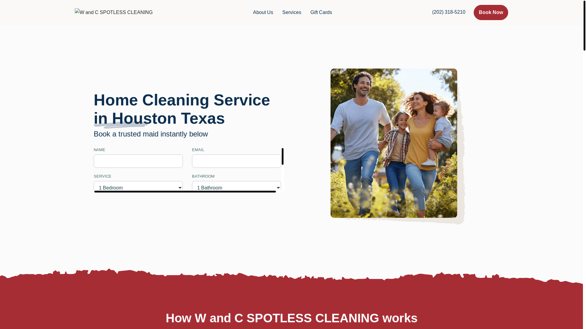 website screenshot of https://wcspotlessclean.com/