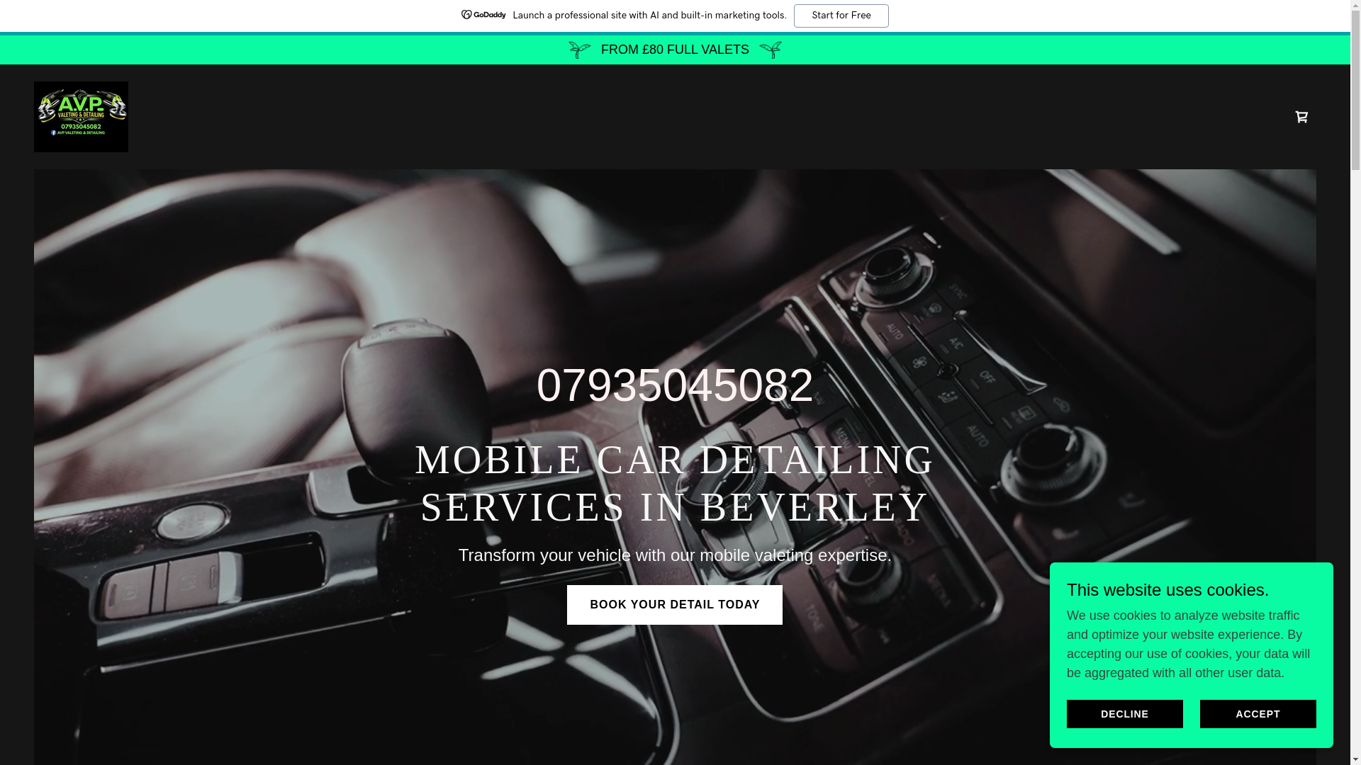 website screenshot of https://avpvaletinganddetailing.co.uk/