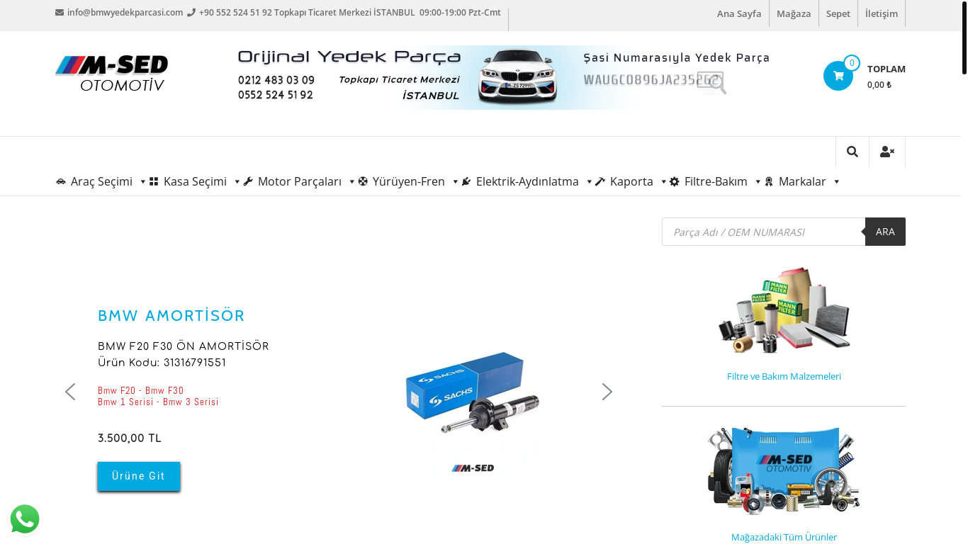 website screenshot of https://bmwyedekparcasi.com