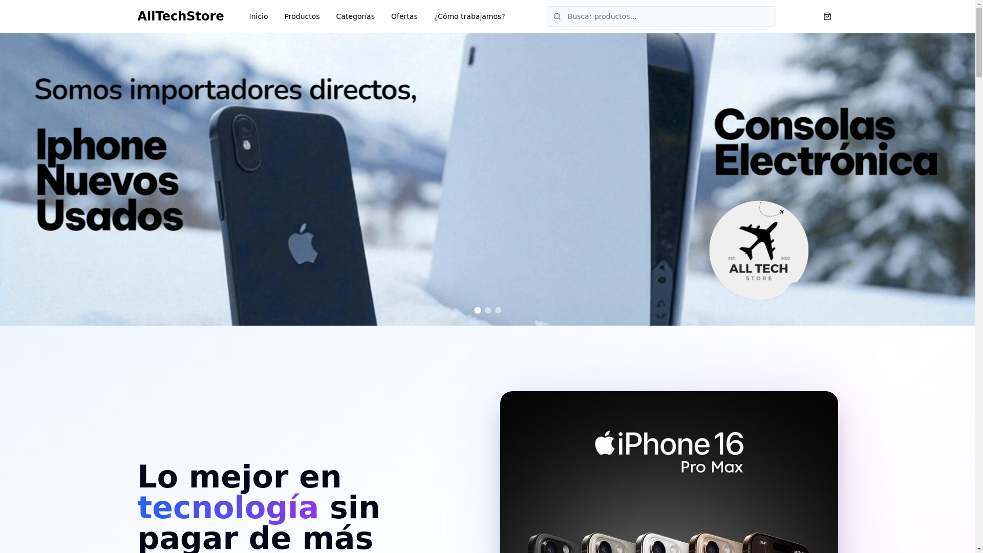 website screenshot of https://alltechstore.com.ar/